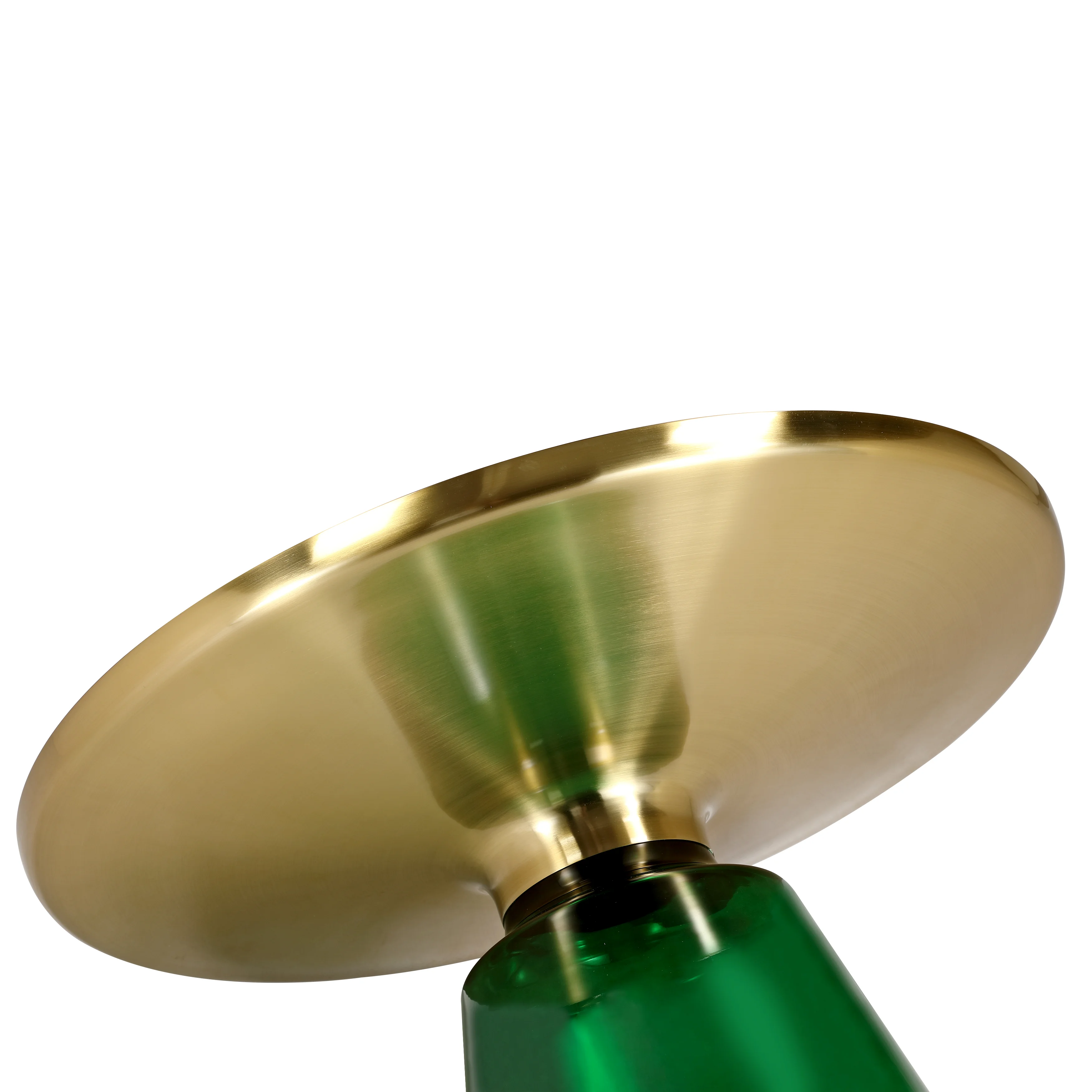 Tully Collection Glass Coffee Table Green glass, Gold Rim with Black Glass top