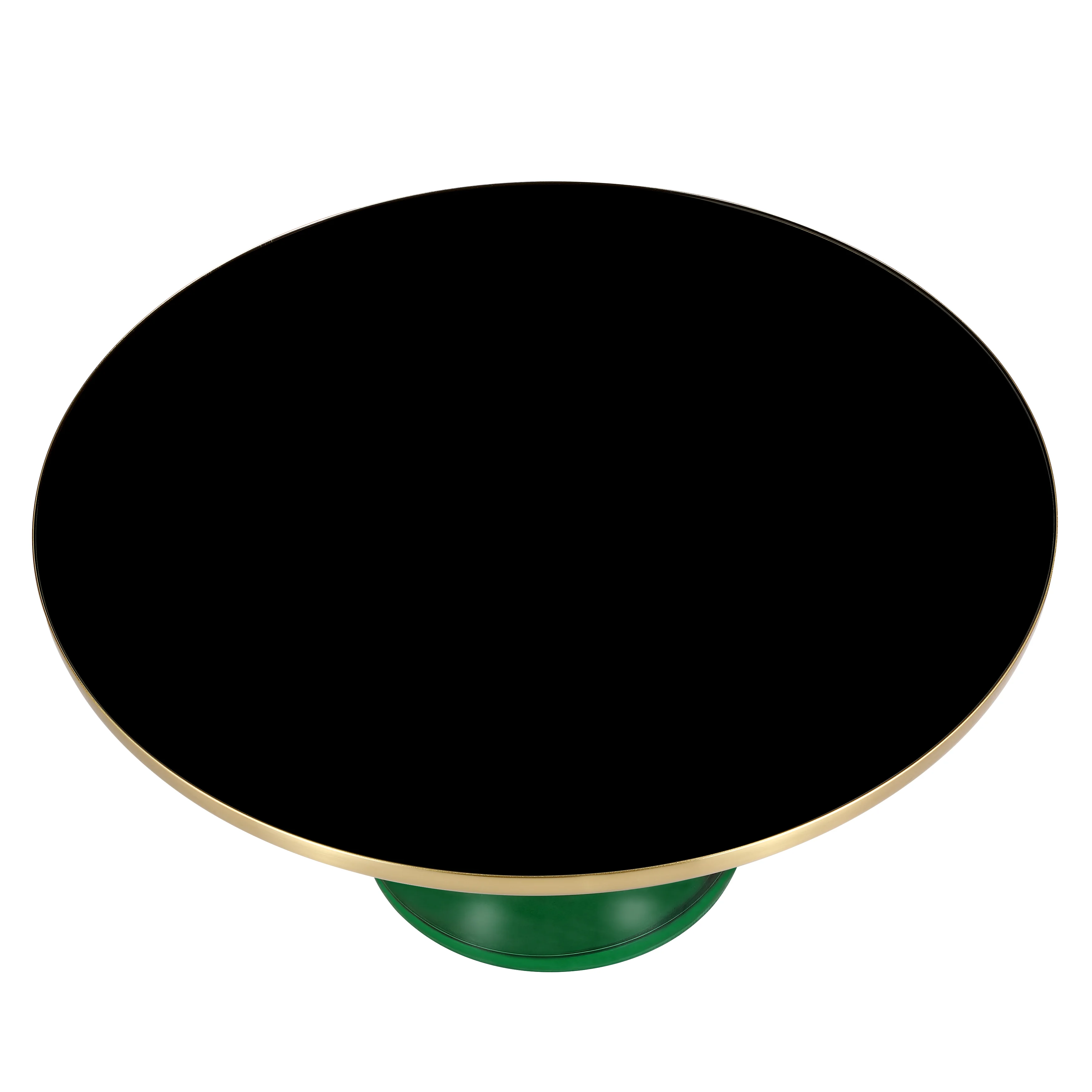 Tully Collection Glass Coffee Table Green glass, Gold Rim with Black Glass top