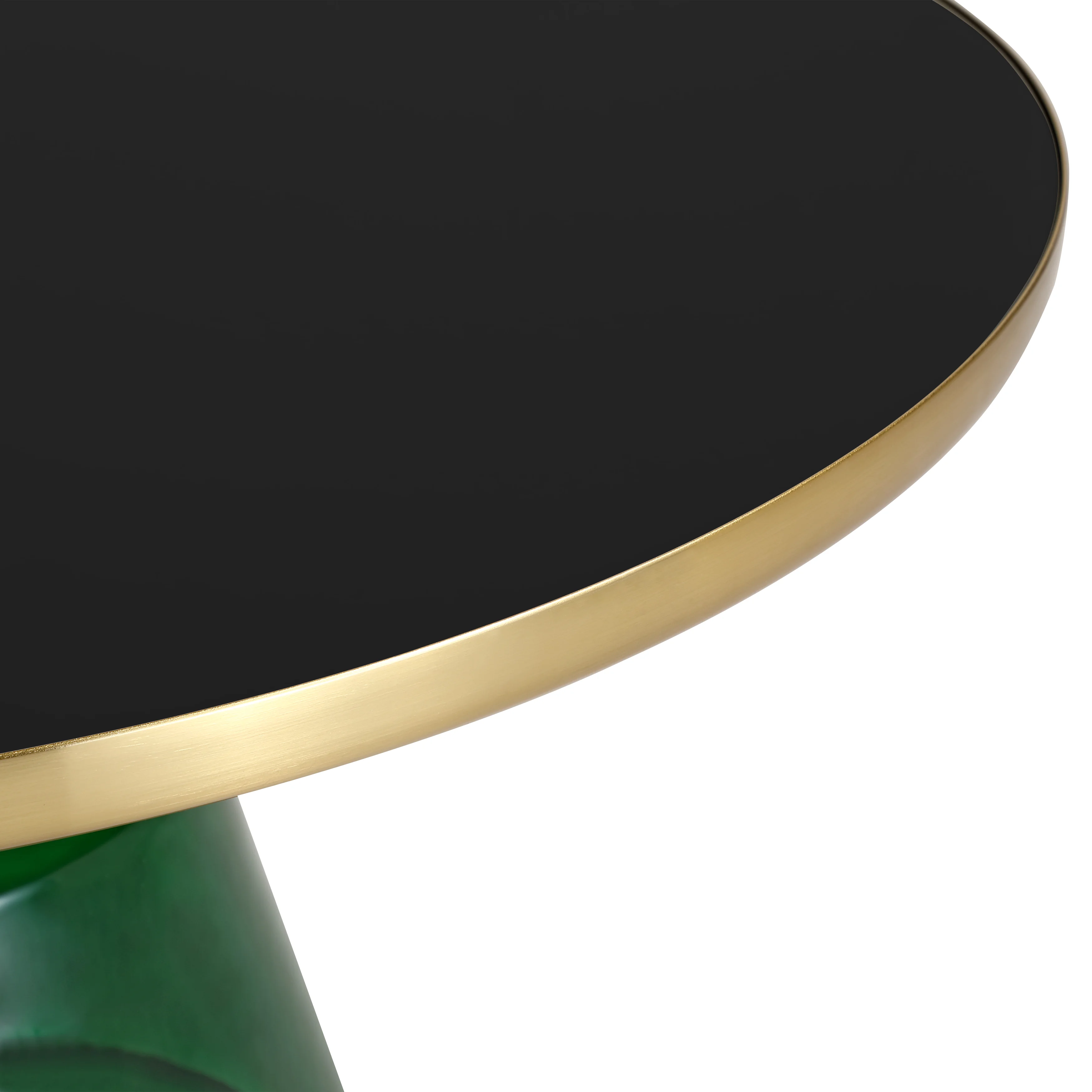 Tully Collection Glass Coffee Table Green glass, Gold Rim with Black Glass top