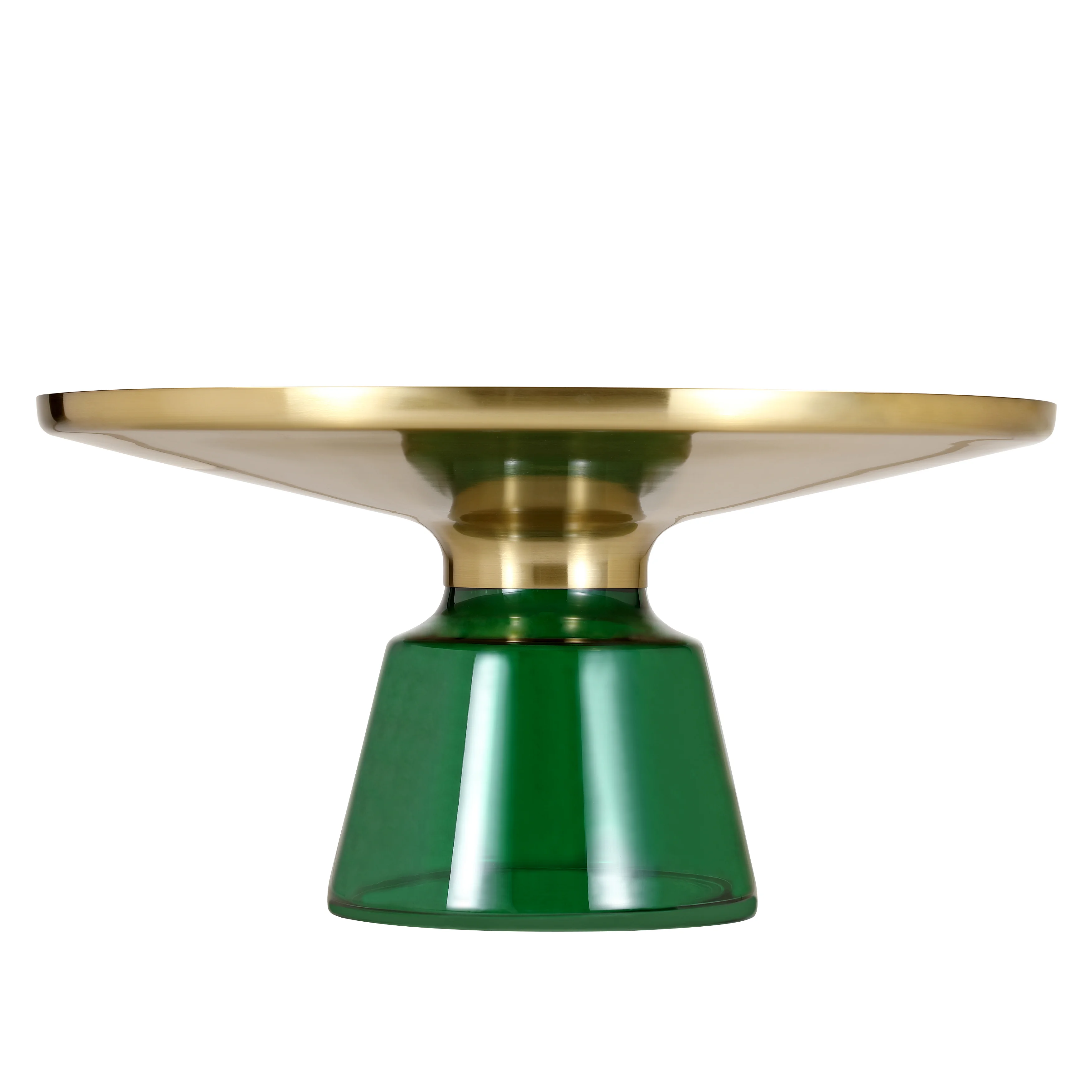 Tully Collection Glass Coffee Table Green glass, Gold Rim with Black Glass top