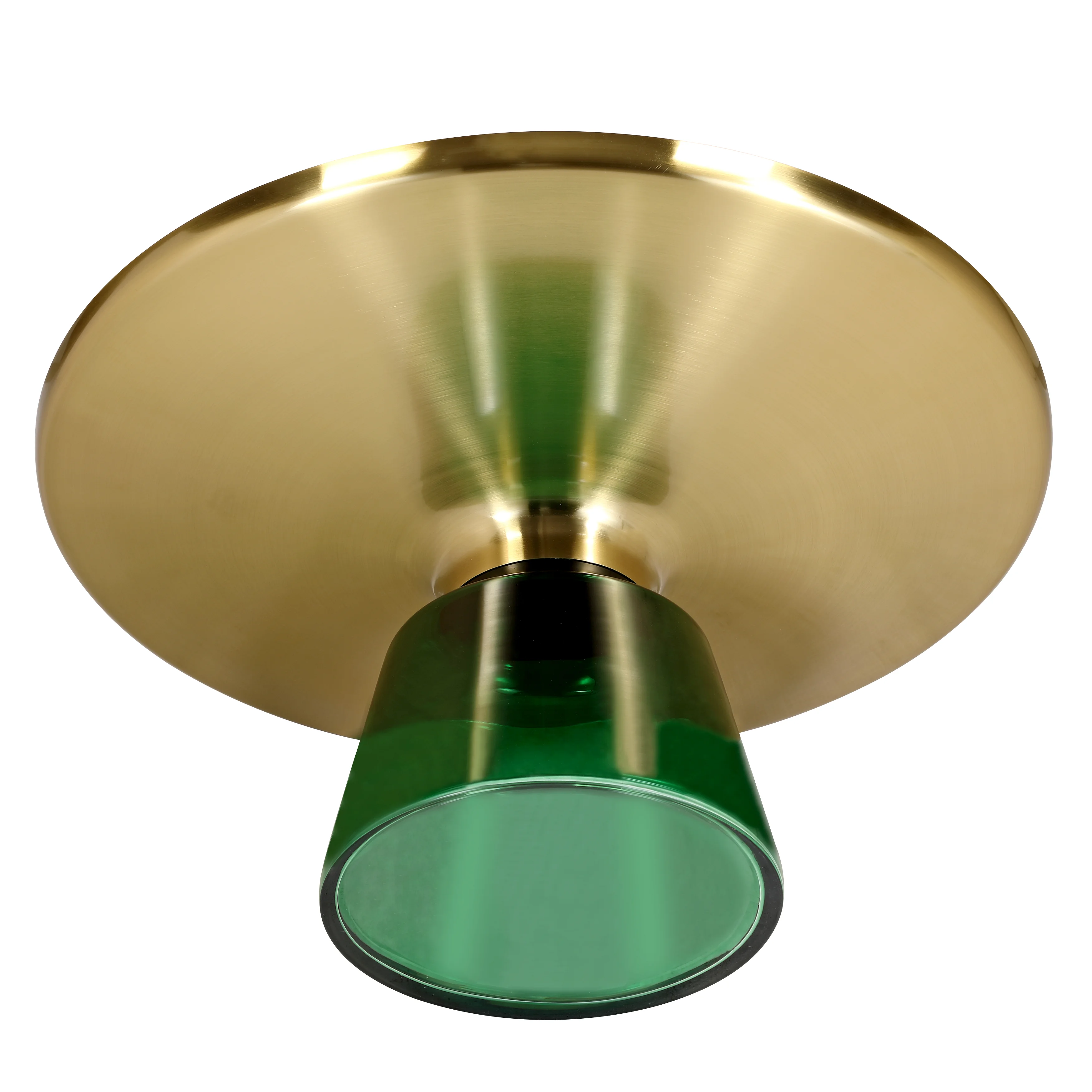 Tully Collection Glass Coffee Table Green glass, Gold Rim with Black Glass top