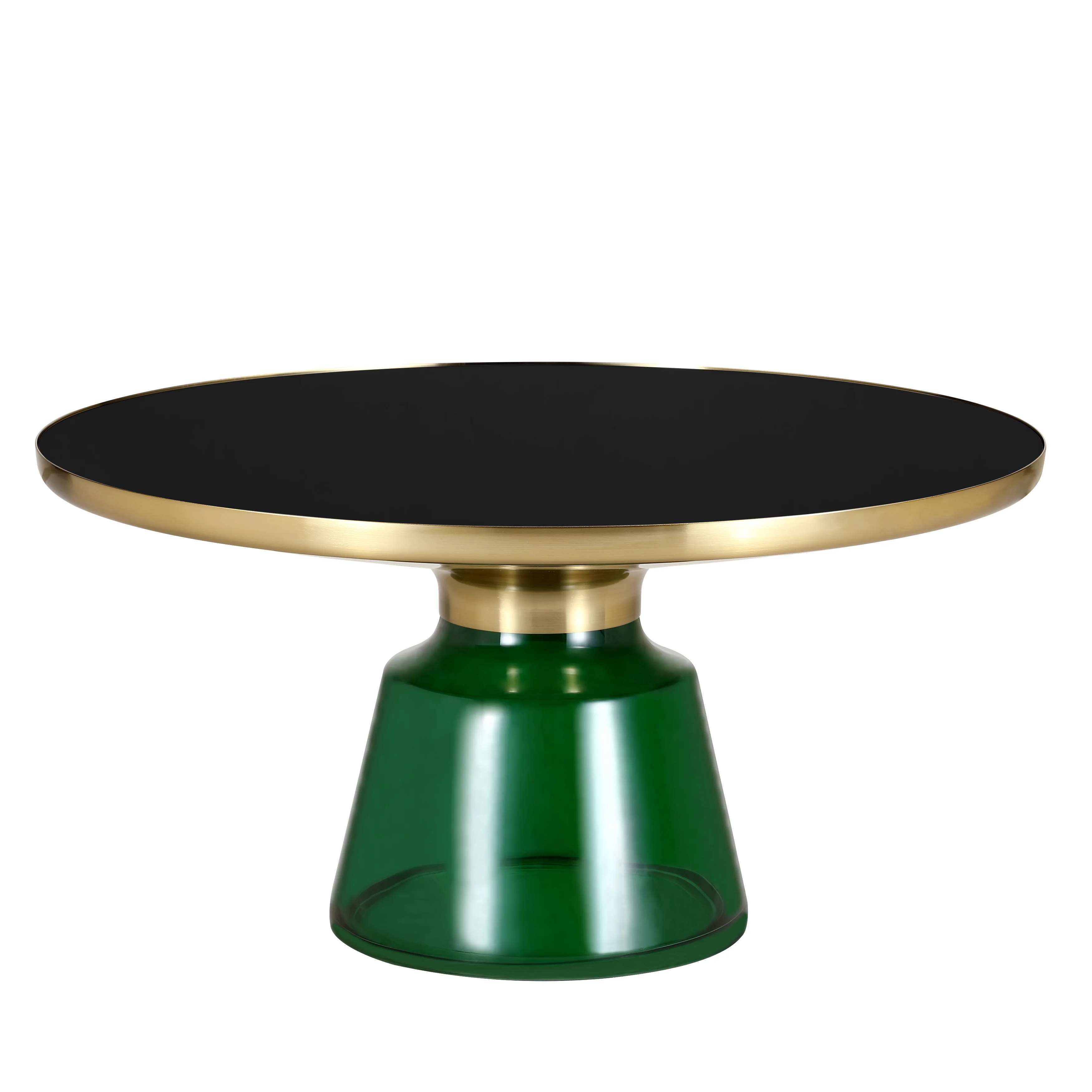 Tully Collection Glass Coffee Table Green glass, Gold Rim with Black Glass top