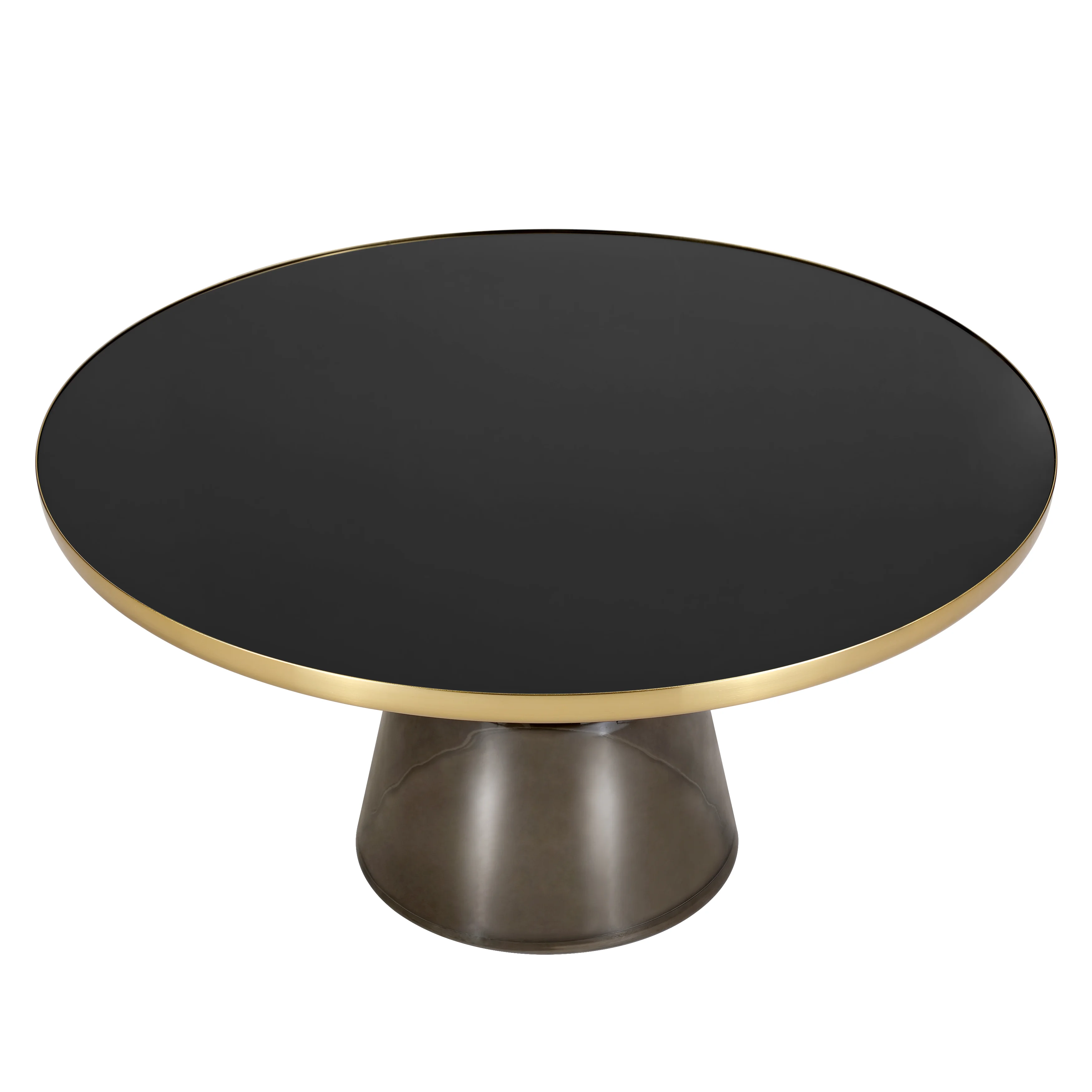 Tully Collection Glass Coffee Table Grey glass, Gold Rim with Black Glass top