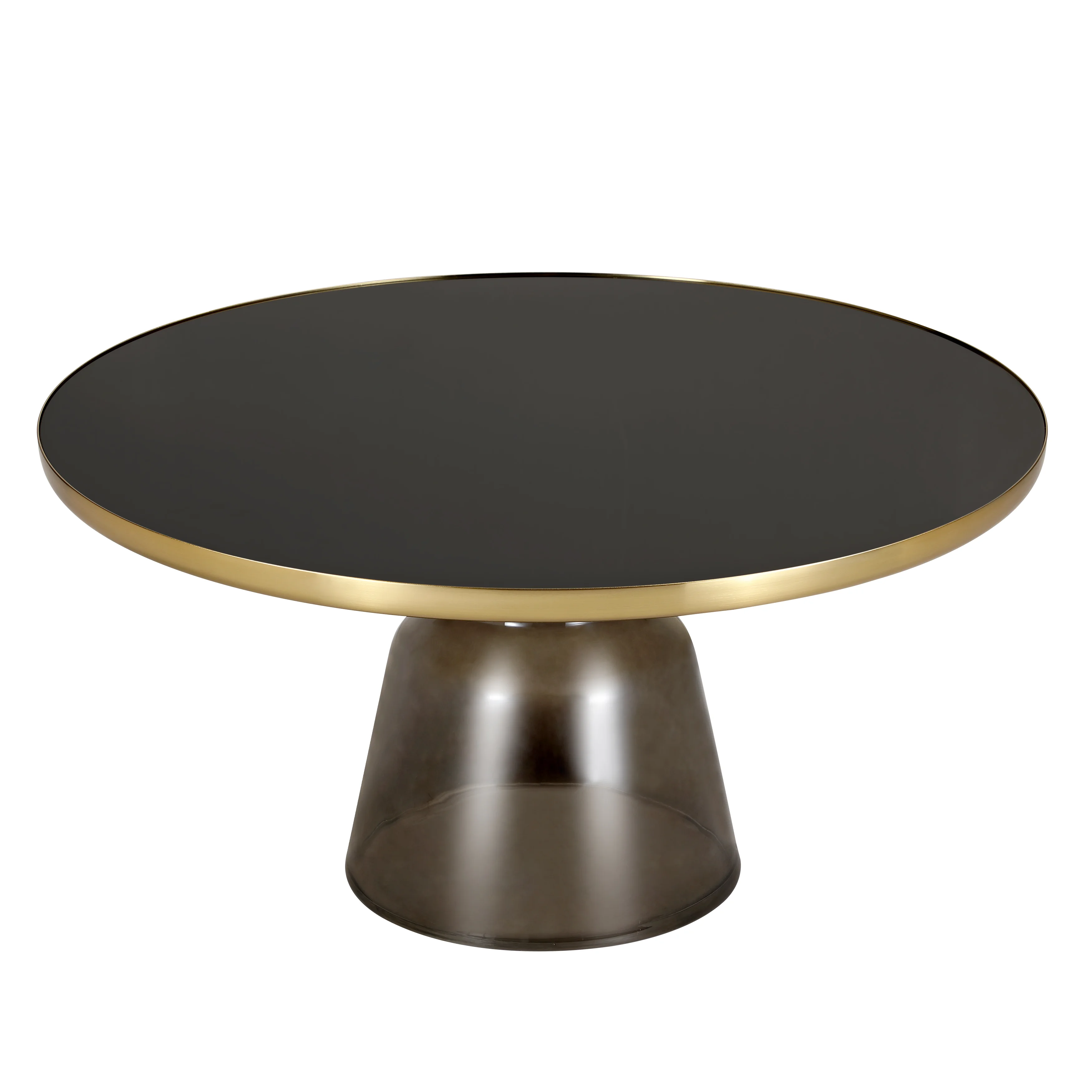 Tully Collection Glass Coffee Table Grey glass, Gold Rim with Black Glass top
