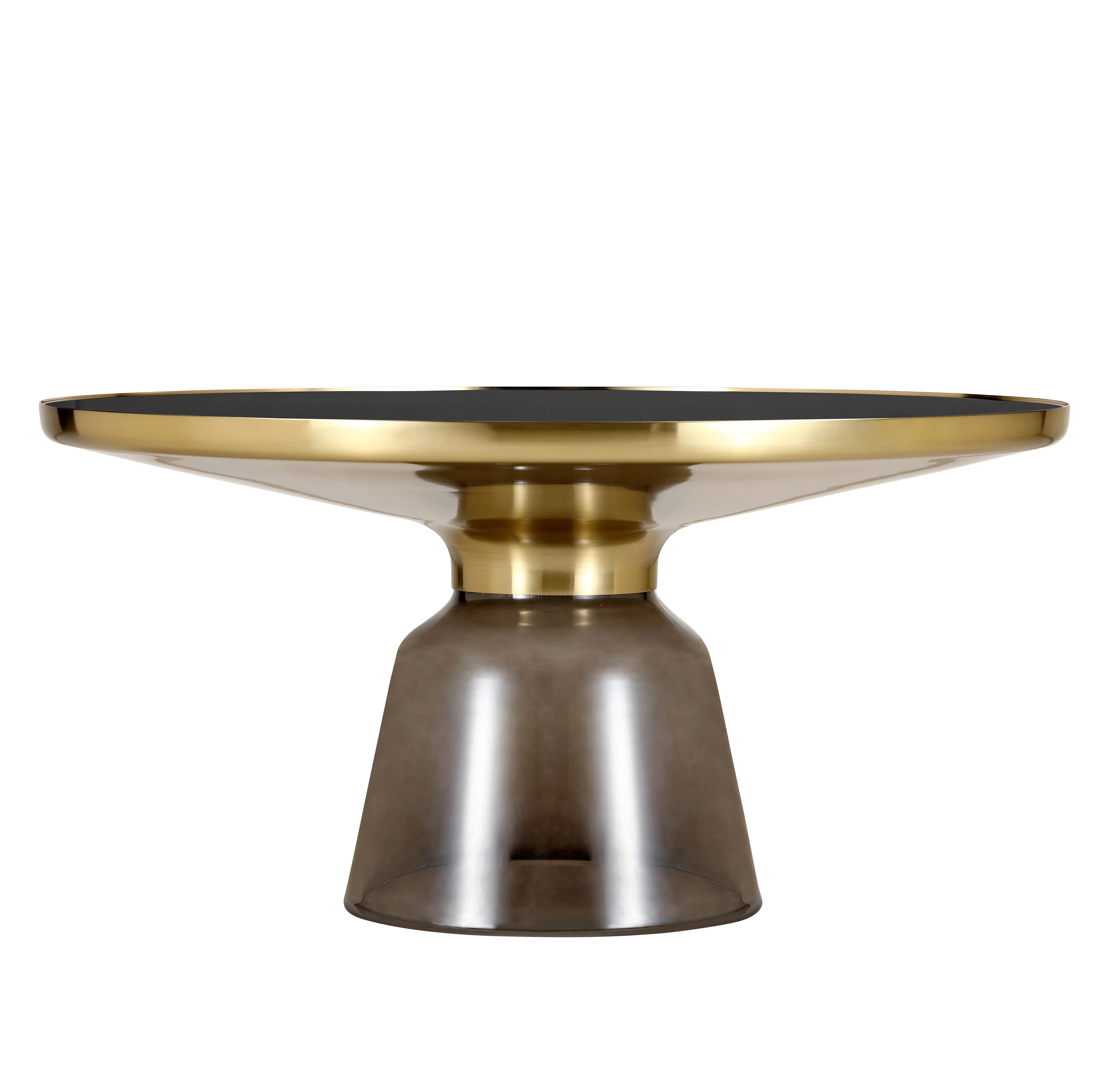 Tully Collection Glass Coffee Table Grey glass, Gold Rim with Black Glass top