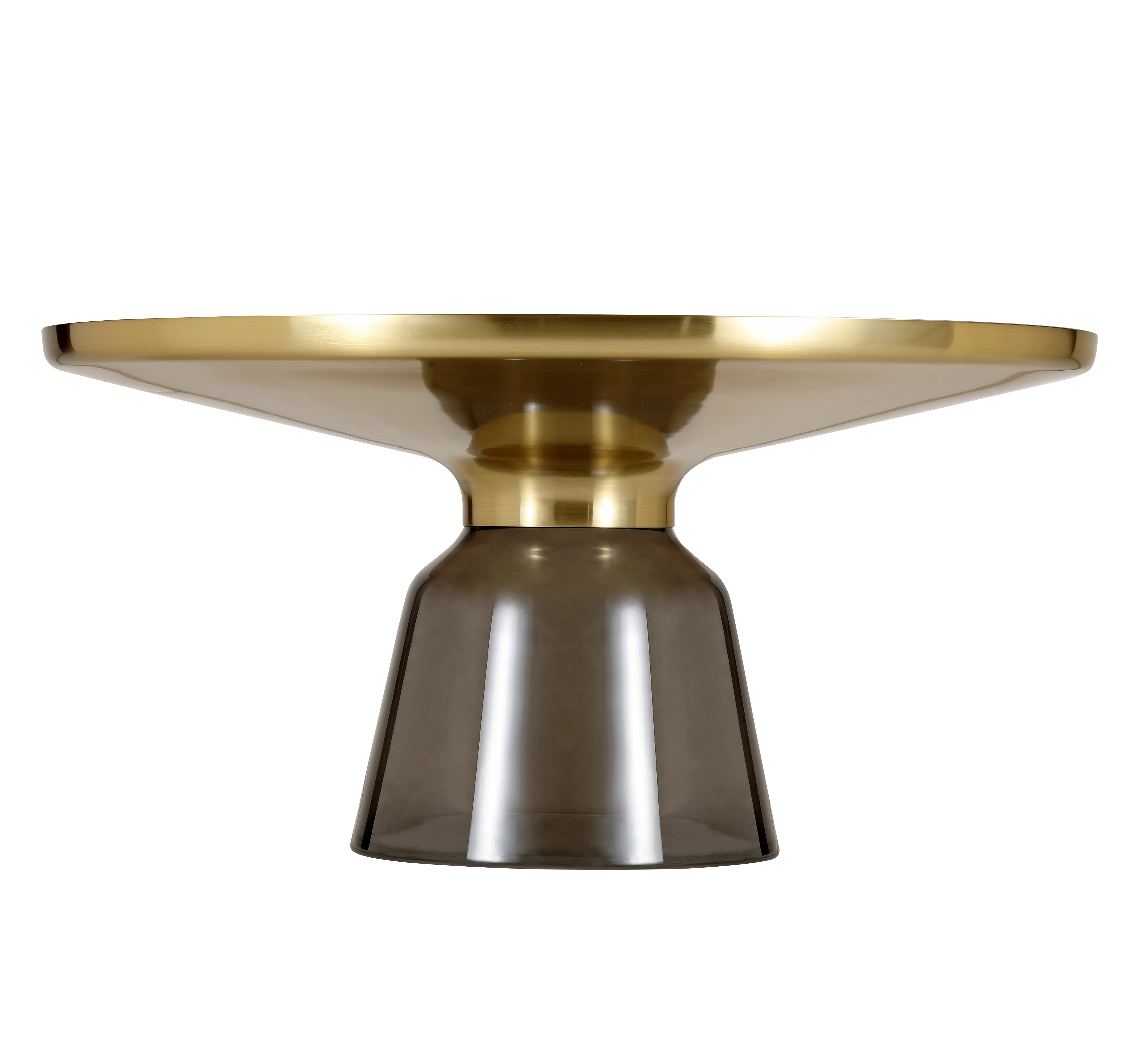 Tully Collection Glass Coffee Table Grey glass, Gold Rim with Black Sintered Stone Top