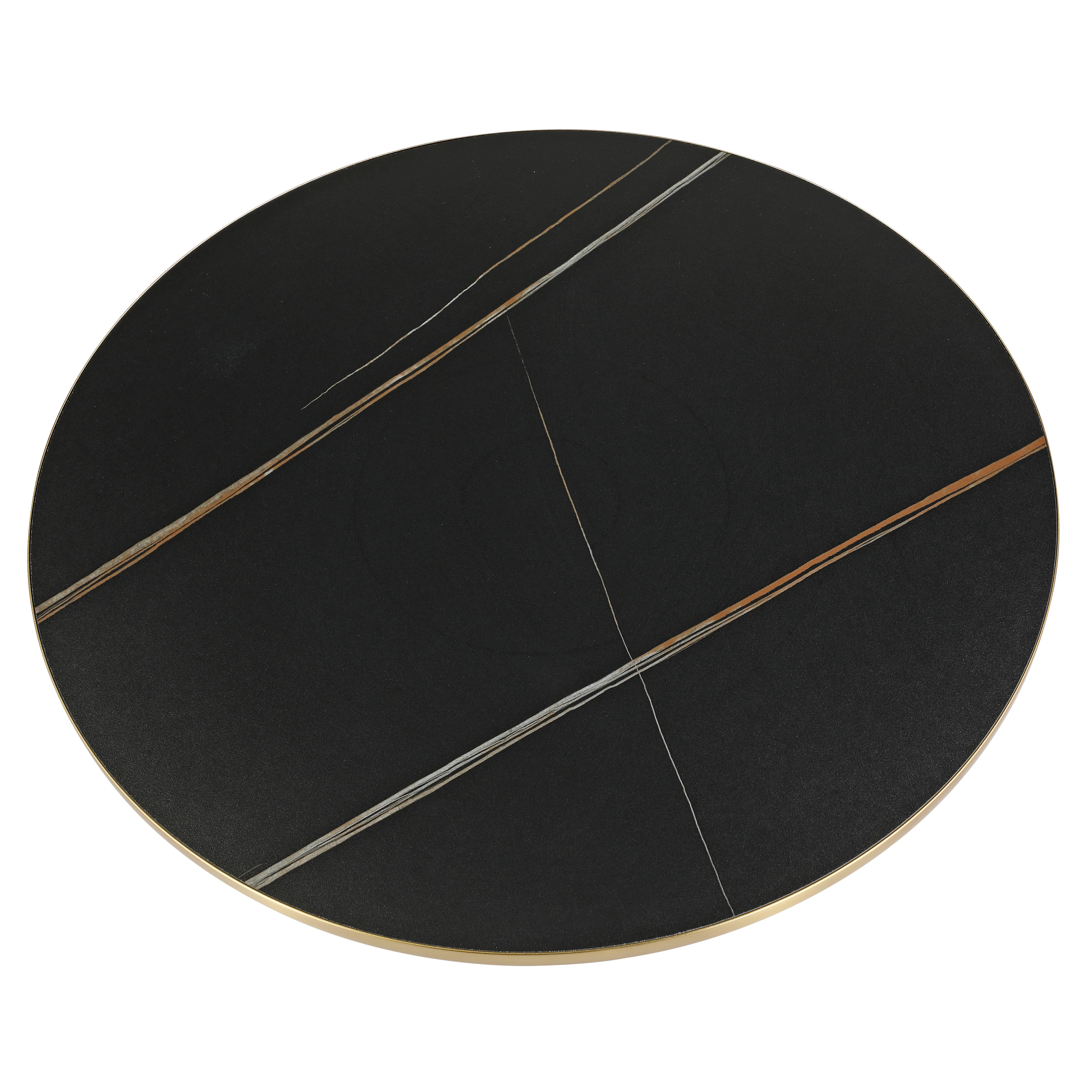 Tully Collection Glass Coffee Table Grey glass, Gold Rim with Black Sintered Stone Top