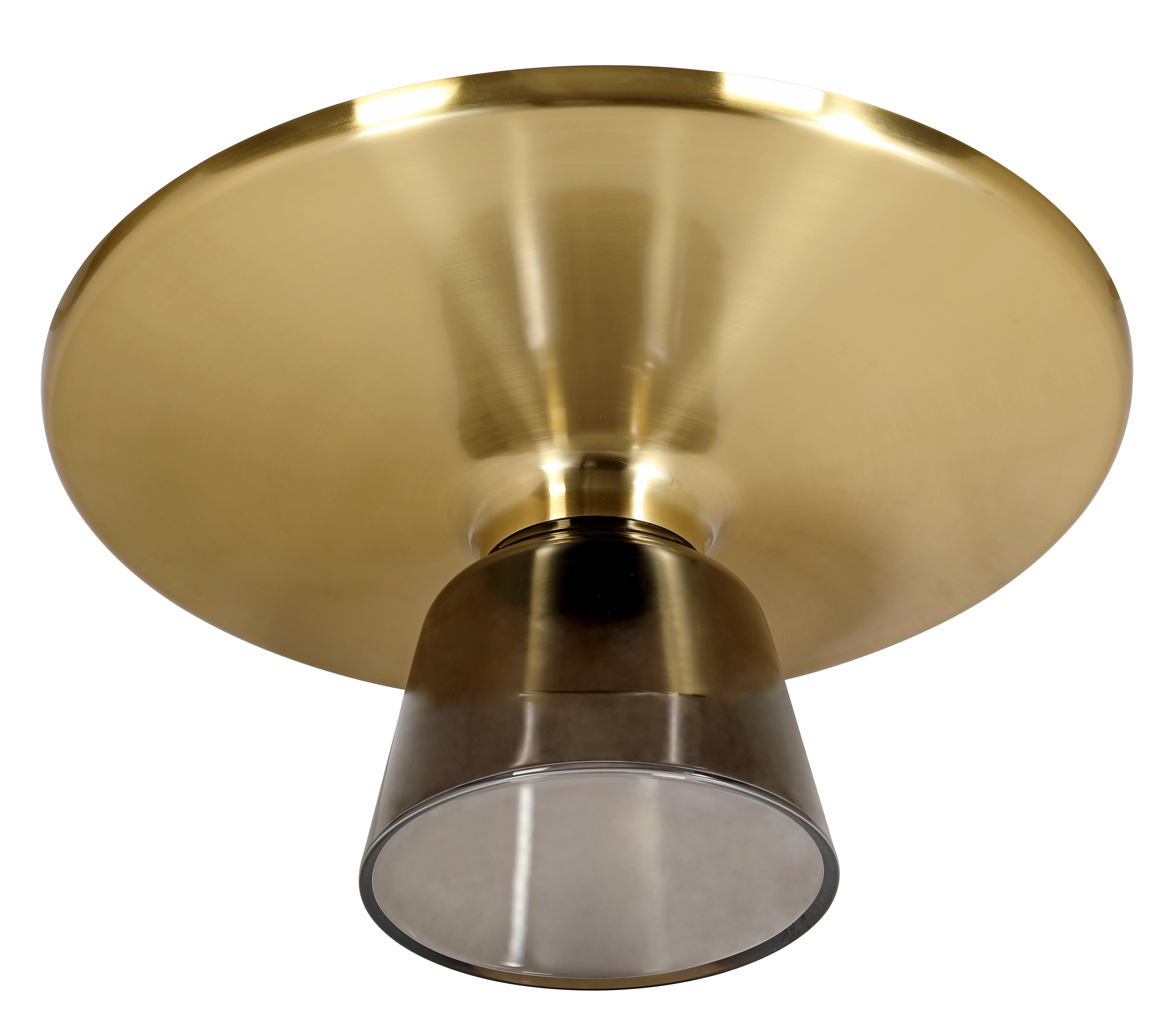 Tully Collection Glass Coffee Table Grey glass, Gold Rim with Black Sintered Stone Top