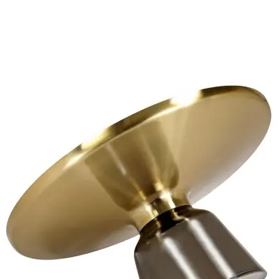 Tully Collection Glass Coffee Table Grey glass, Gold Rim with Black Sintered Stone Top