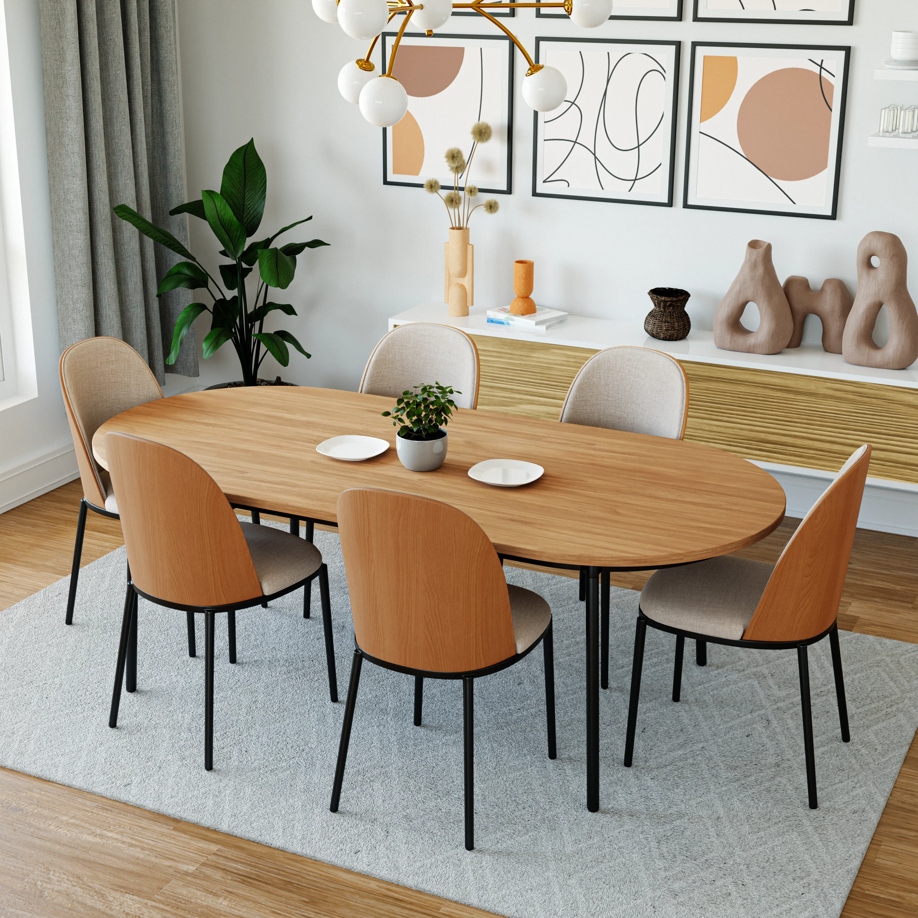 Tule Mid-Century Modern Dining Side Chair with Velvet Seat and Powder-Coated Steel Frame for Kitchen and Dining Room