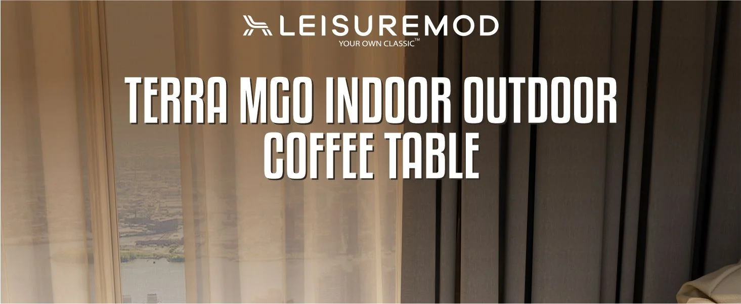 Terra Collection Fiberglass Outdoor Coffee Table In Grey