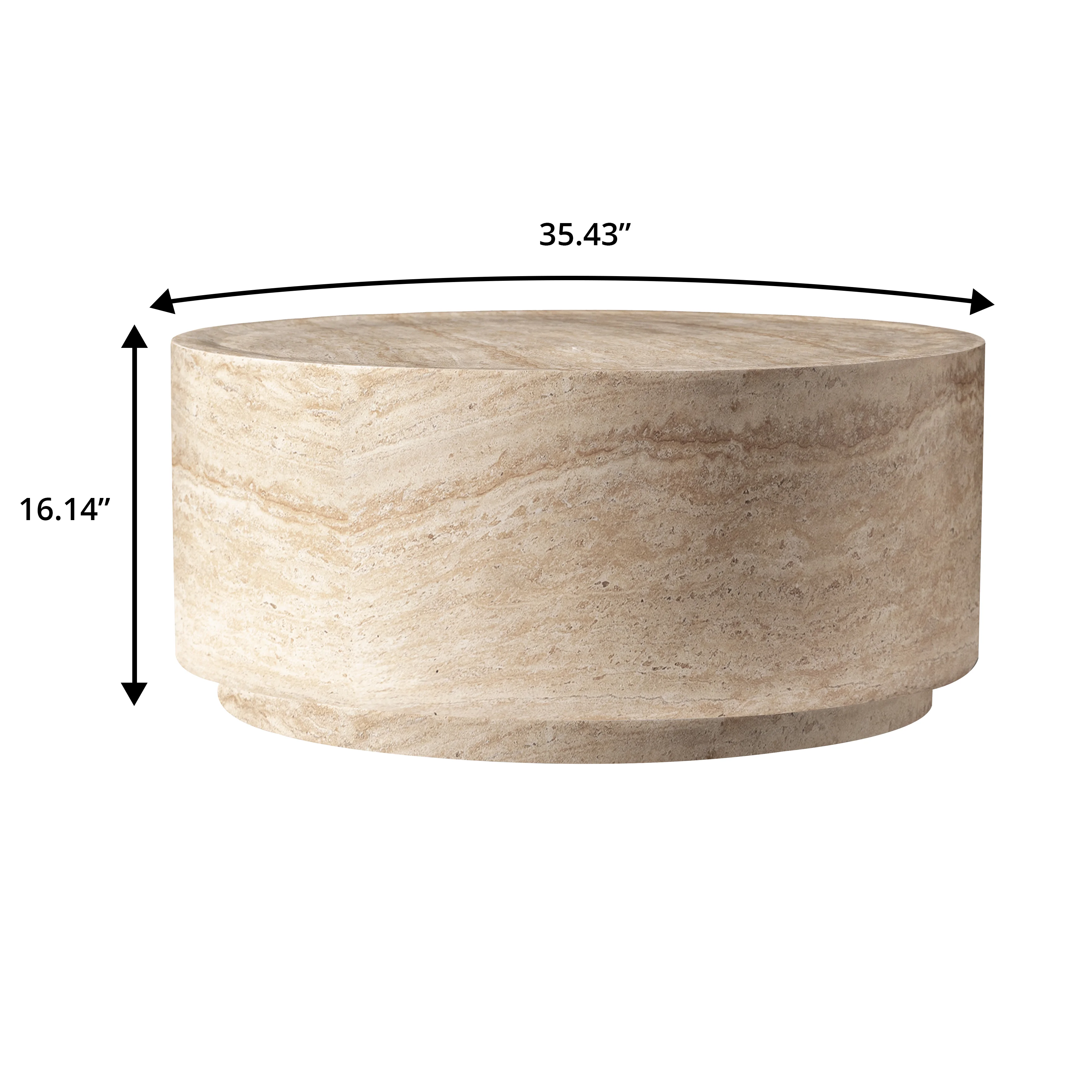 Terra Collection Fiberglass Outdoor Coffee Table In Travertine