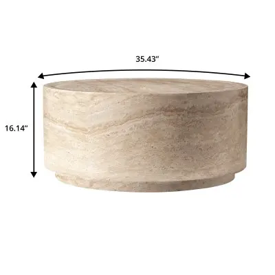 Terra Collection Fiberglass Outdoor Coffee Table In Travertine