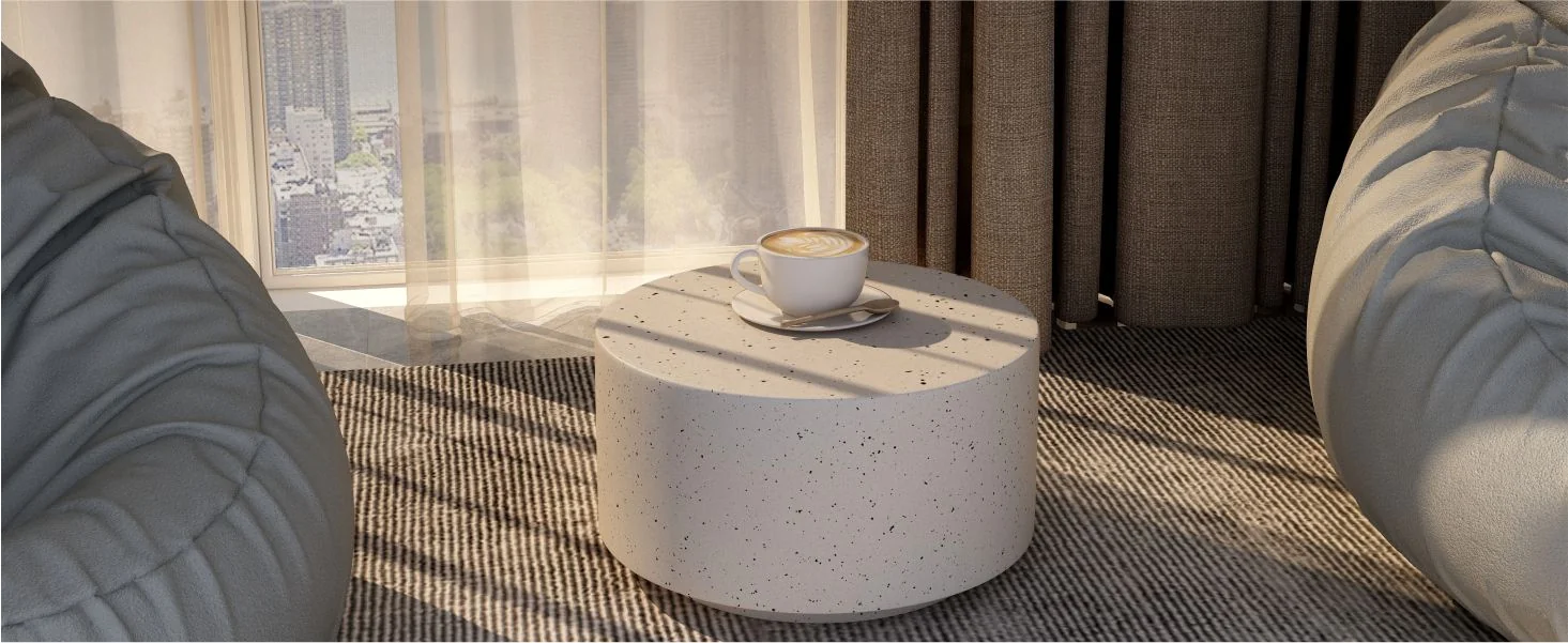 Terra Collection Fiberglass Outdoor Coffee Table In White