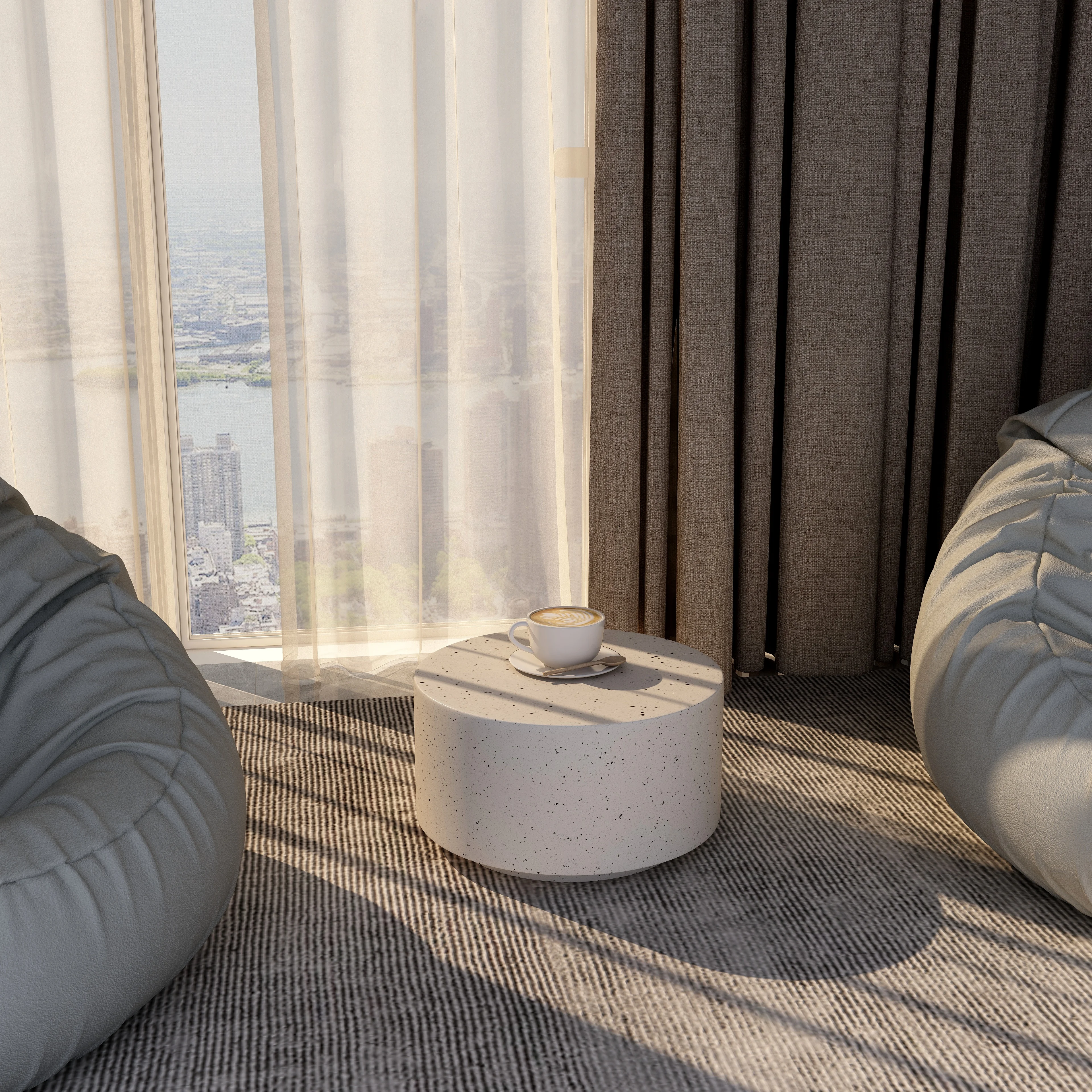 Terra Collection Fiberglass Outdoor Coffee Table In White