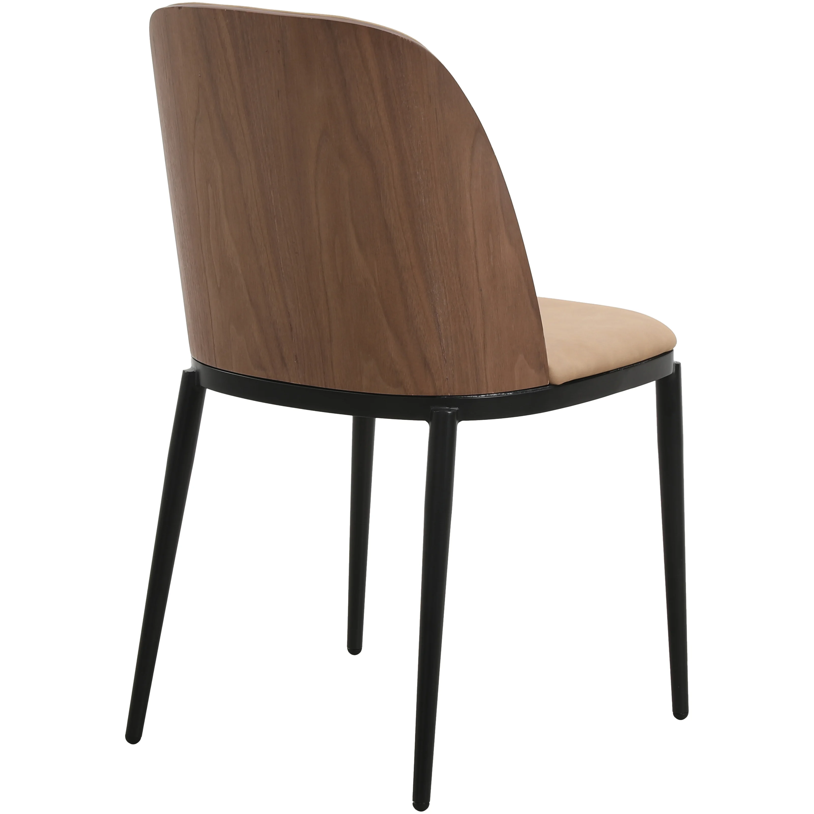 Tule Collection Dining Chair, Walnut Frame With Brown Leather - set of 4