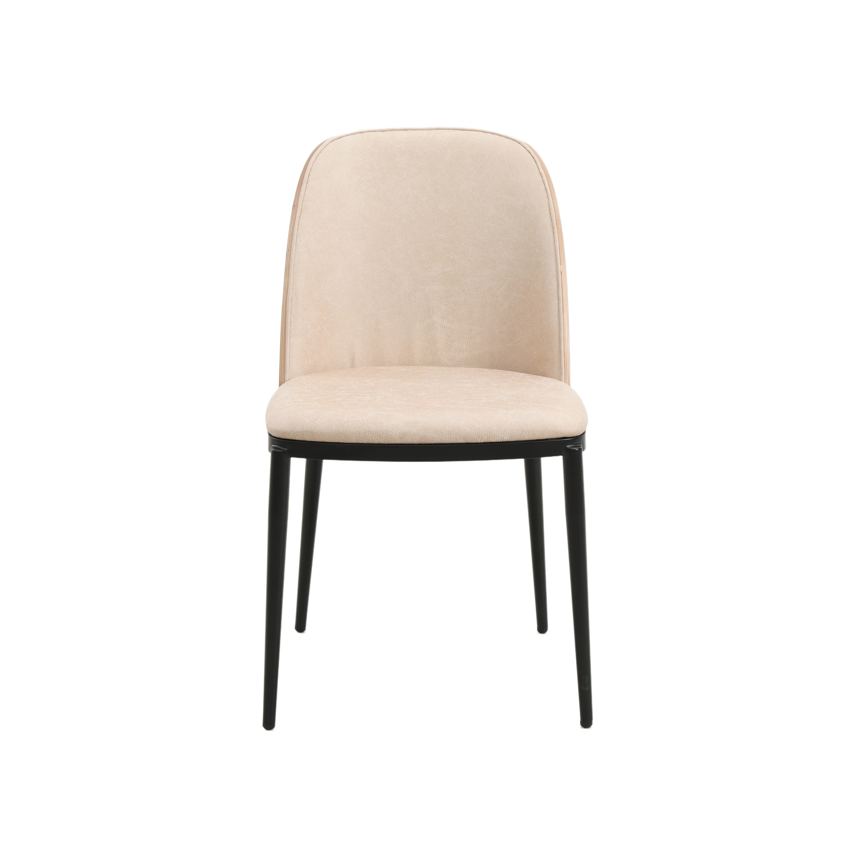 Tule Mid-Century Modern Dining Side Chair with Leather Seat and Powder-Coated Steel Frame for Kitchen and Dining Room