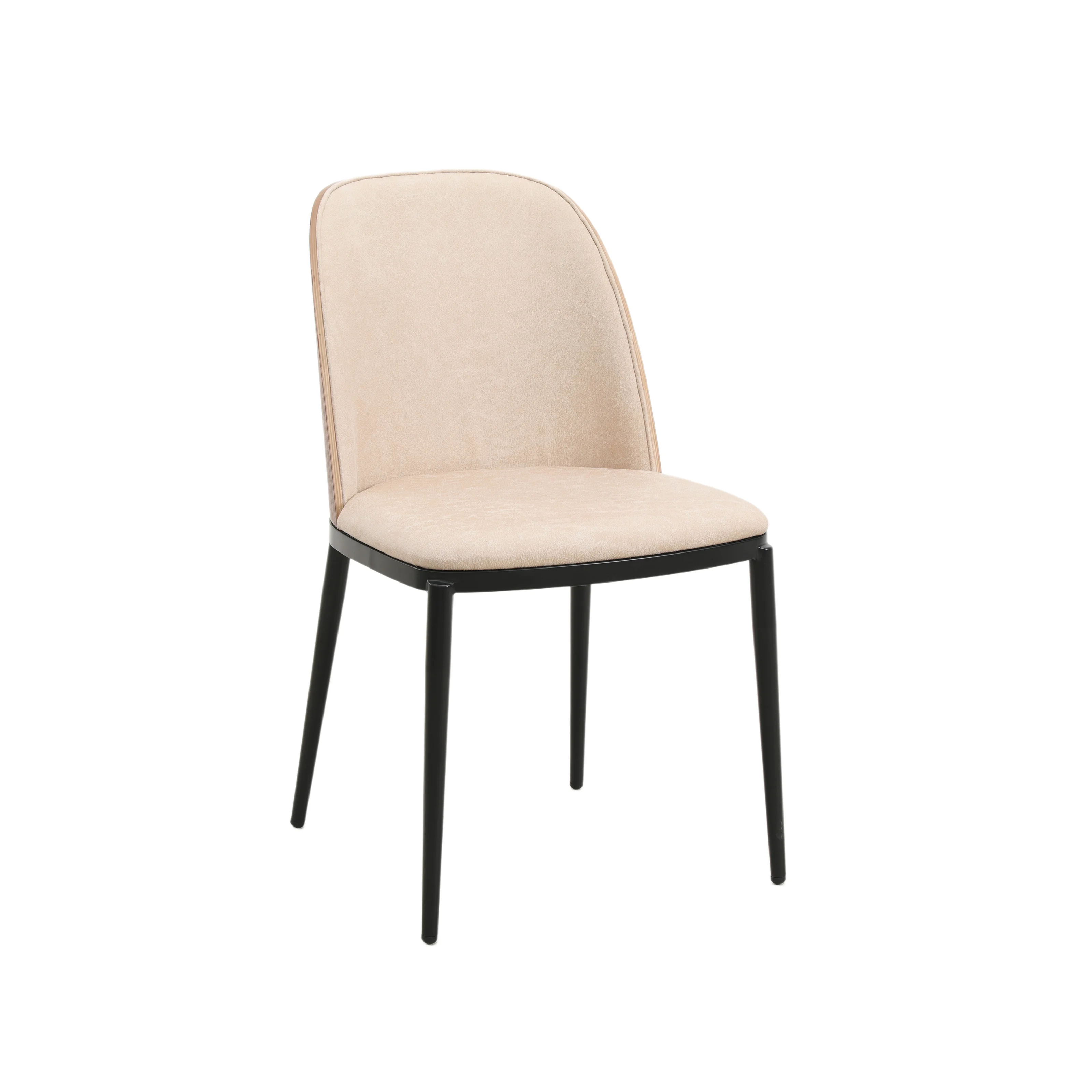 Tule Mid-Century Modern Dining Side Chair with Leather Seat and Powder-Coated Steel Frame for Kitchen and Dining Room
