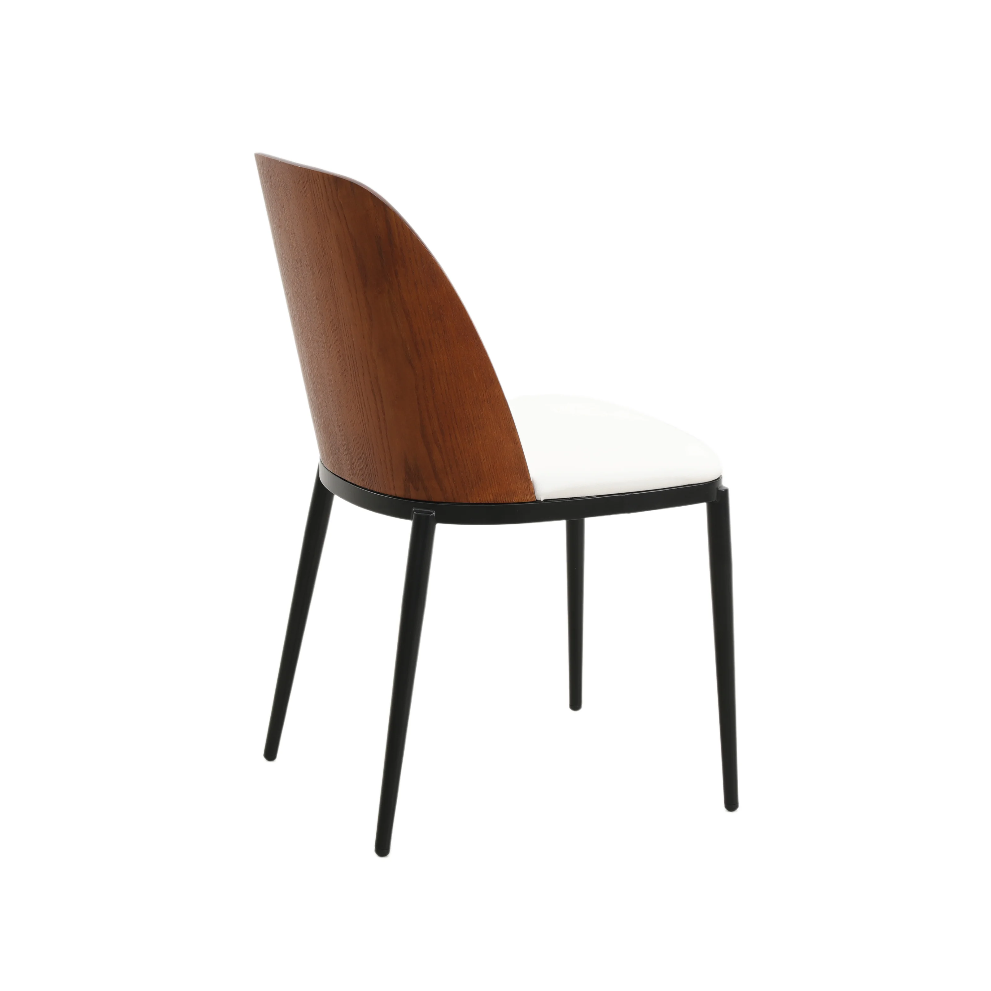 Tule Mid-Century Modern Dining Side Chair with Leather Seat and Powder-Coated Steel Frame for Kitchen and Dining Room