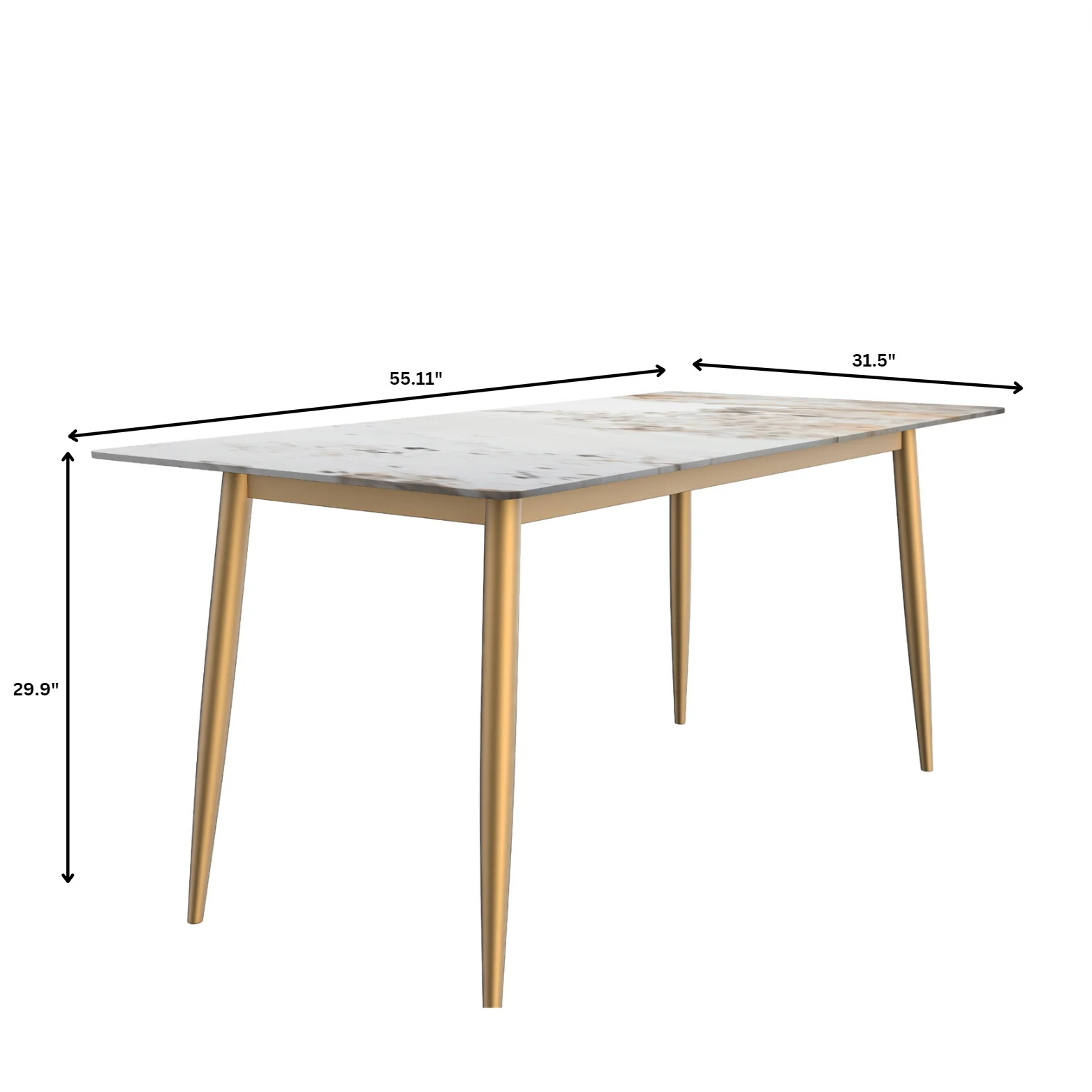 Zayle 7-Piece Dining Set with 55" Rectangular Dining Table in White Grey Sintered Stone Top and 6 Leather Dining Side Chair in Walnut/White