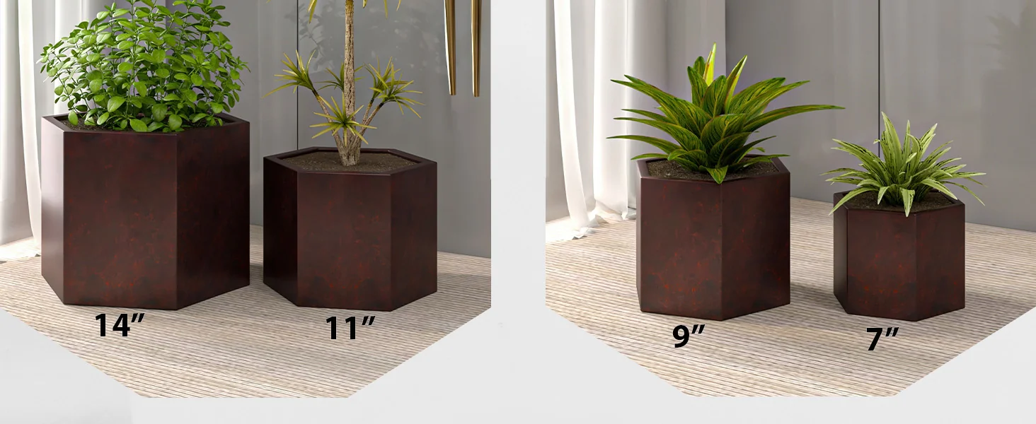 Thicket Series Poly Stone Planter in Brown 11 High
