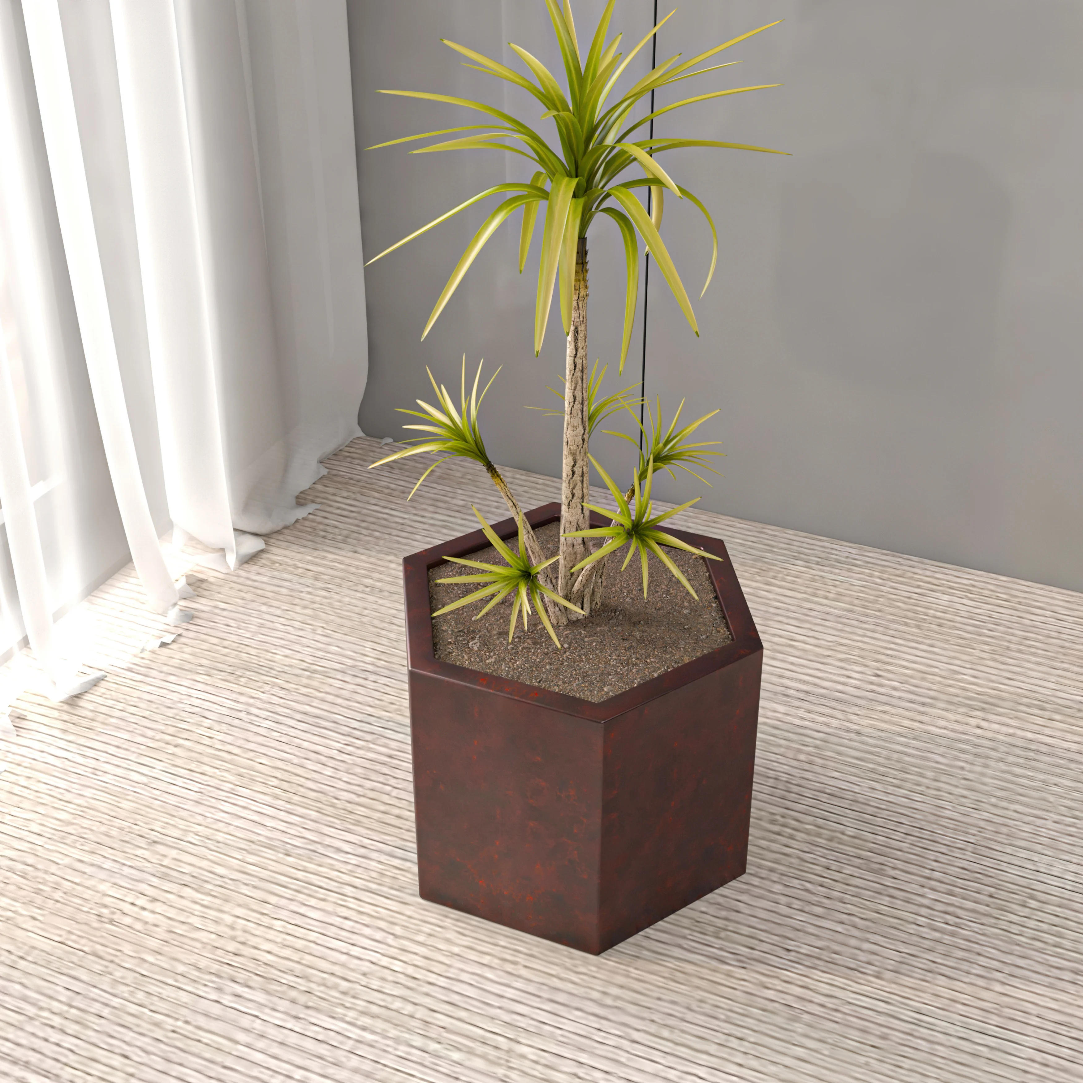 Thicket Series Poly Stone Planter in Brown 11 High