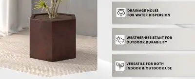 Thicket Series Poly Stone Planter in Brown 11 High