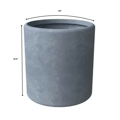 Tundra Series Poly Stone Planter Set in Aged Concrete