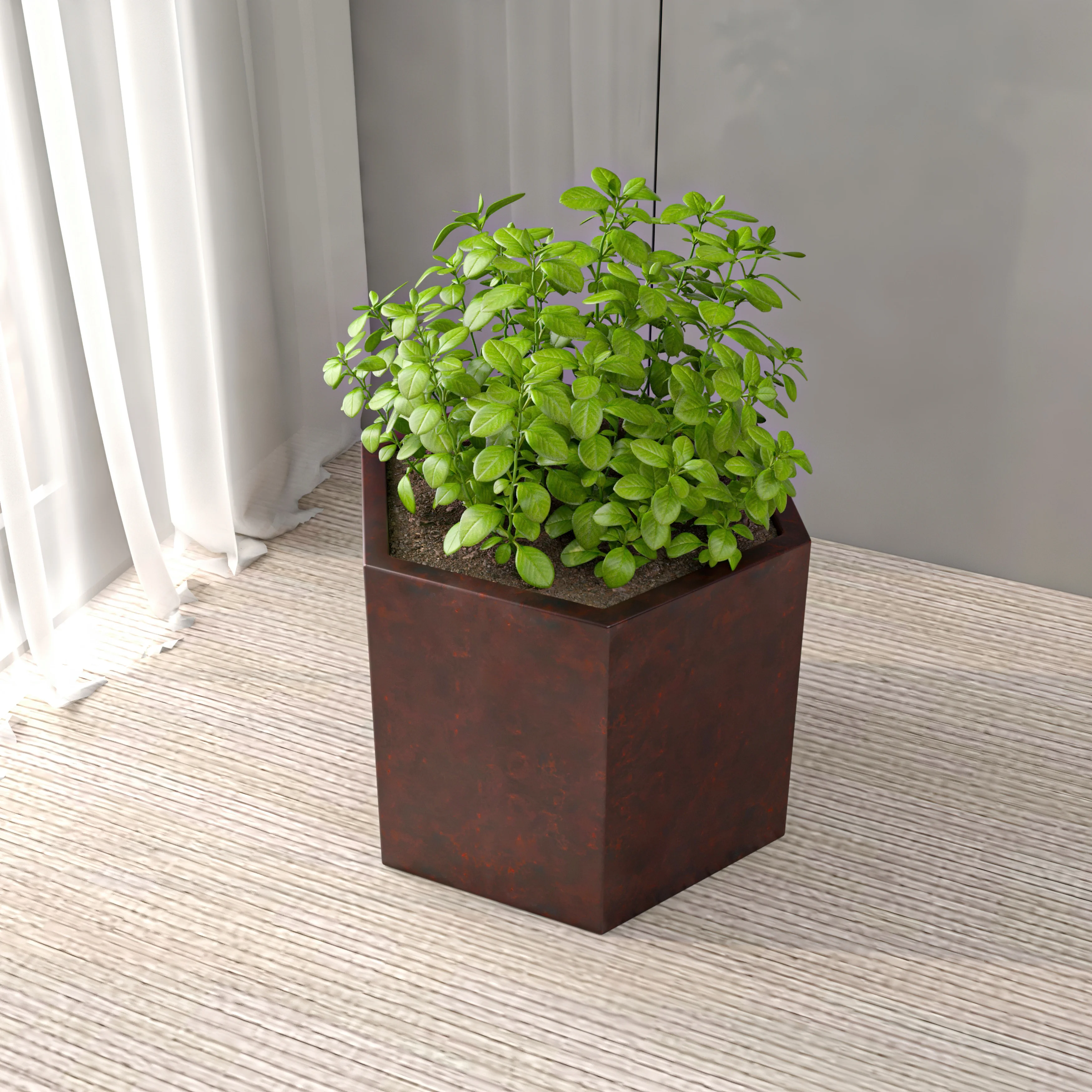 Thicket Series Poly Stone Planter in Brown 14 High