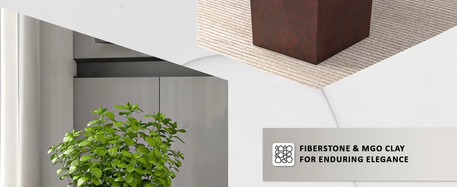 Thicket Series Poly Stone Planter in Brown 14 High