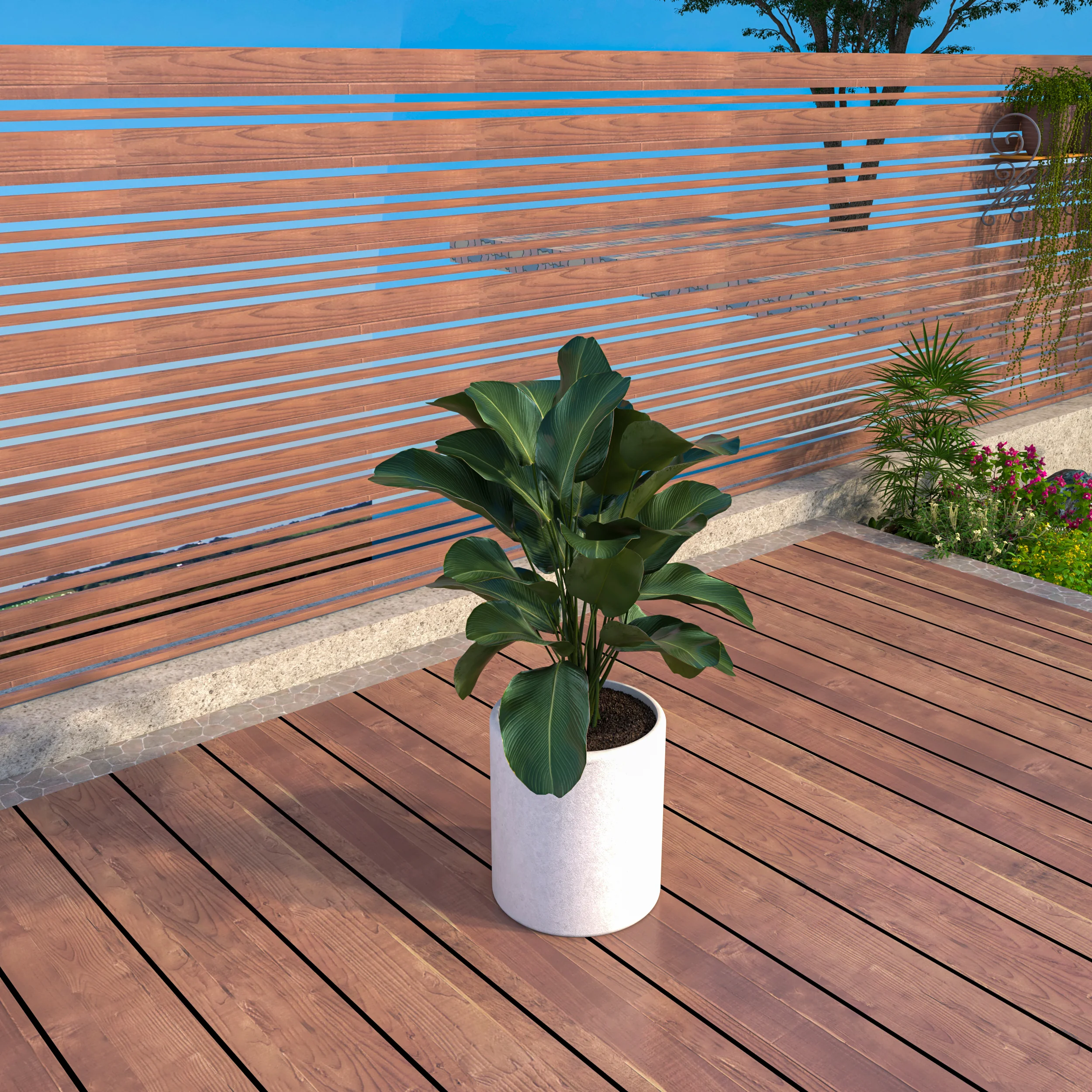 Tundra Series Poly Stone cylindrical Shape Planter in White 12" Dia, 14.2" High