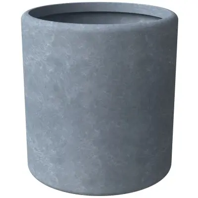 Tundra Series Poly Stone cylindrical Shape Planter in Aged Concrete 16" Dia, 18" High