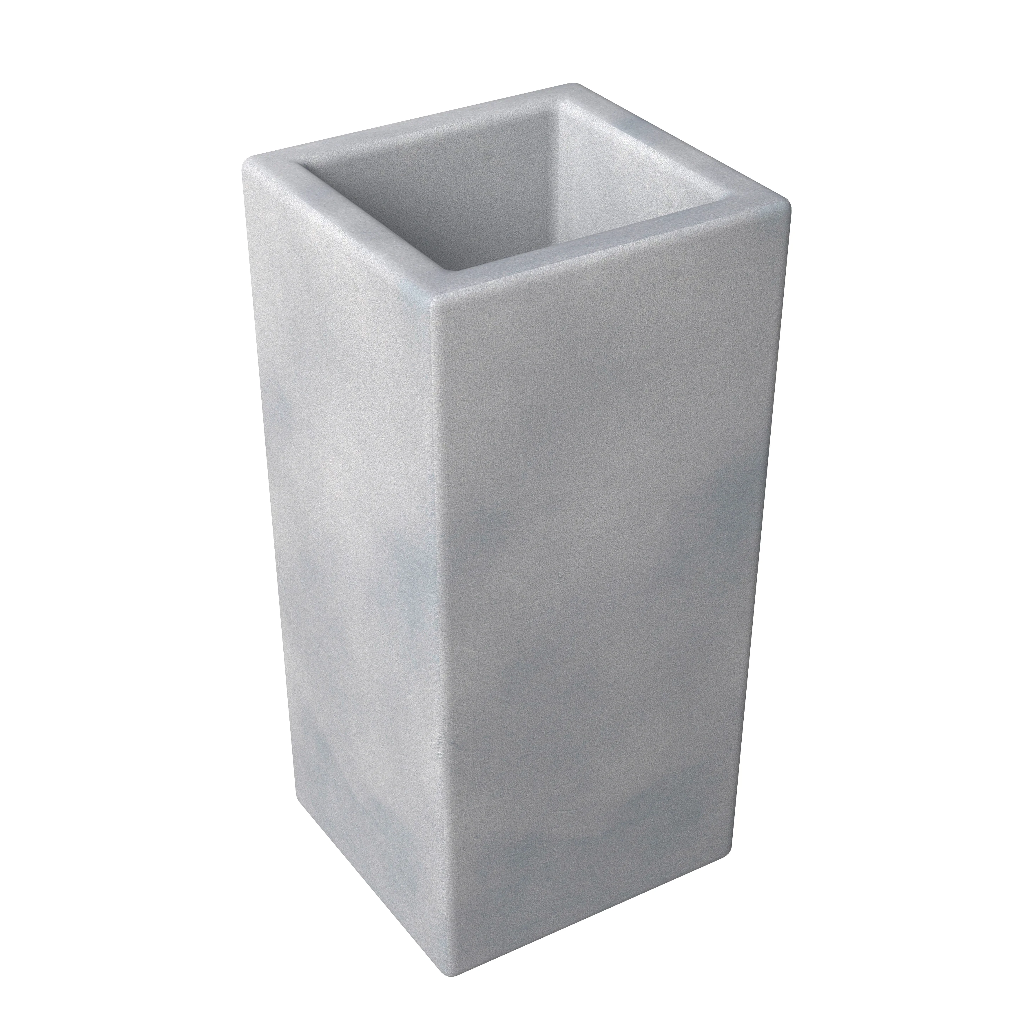 Terra Series Poly Stone Planter in Aged Concrete 7.9" x 7.9" 19.7" High