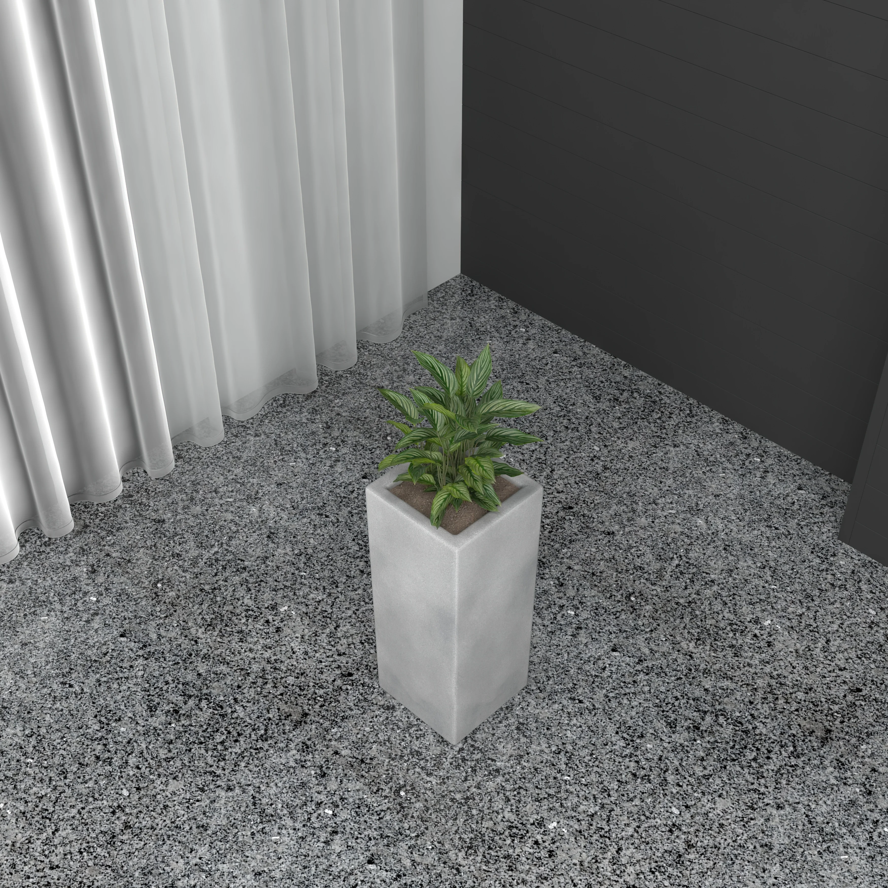 Terra Series Poly Stone Planter in Aged Concrete 7.9" x 7.9" 19.7" High