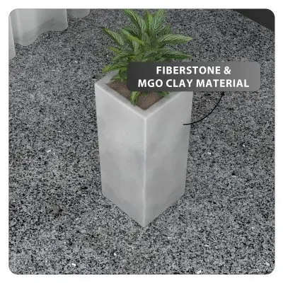 Terra Series Poly Stone Planter in Aged Concrete 7.9" x 7.9" 19.7" High