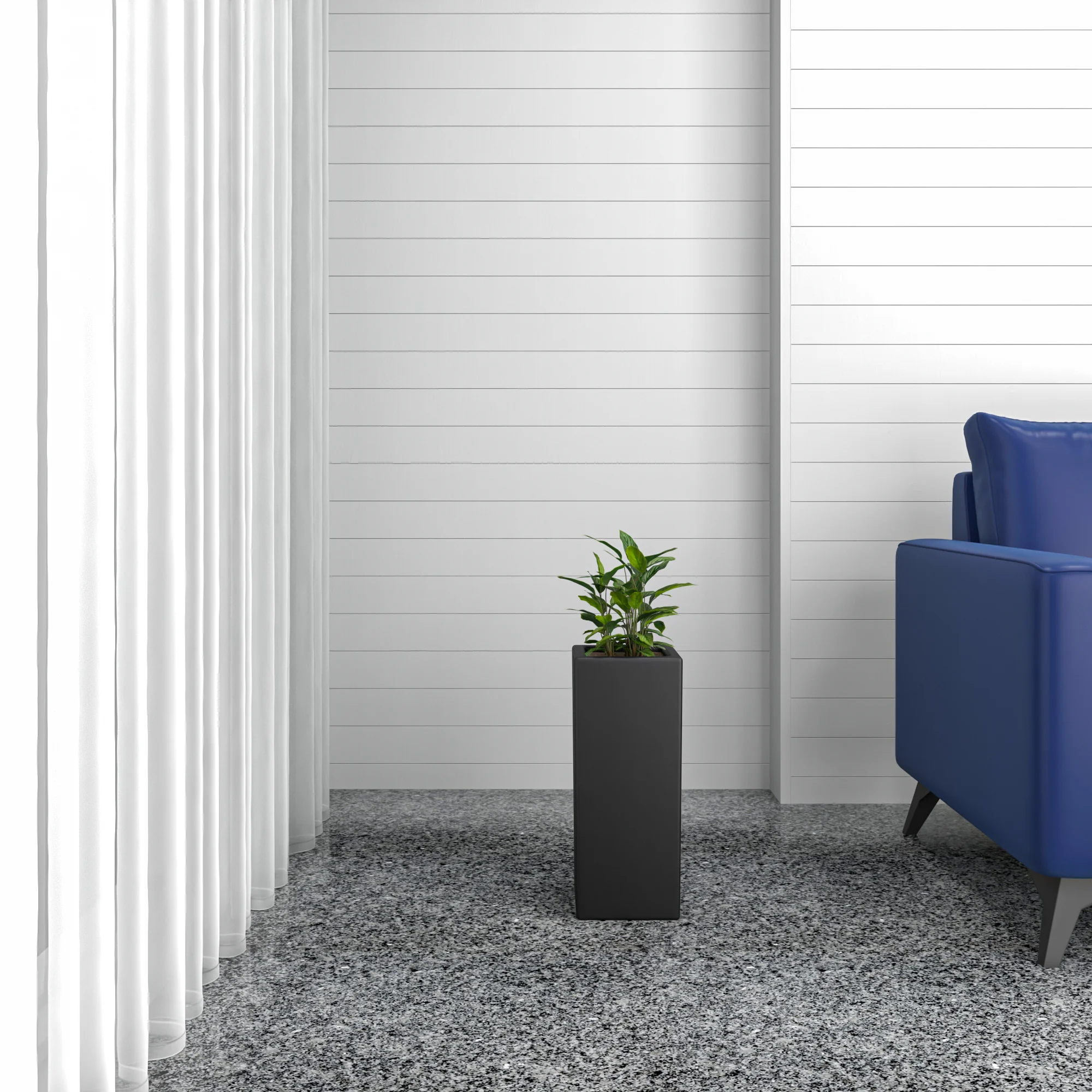 Terra Series Poly Stone Planter in Black 7.9" x 7.9" 19.7" High