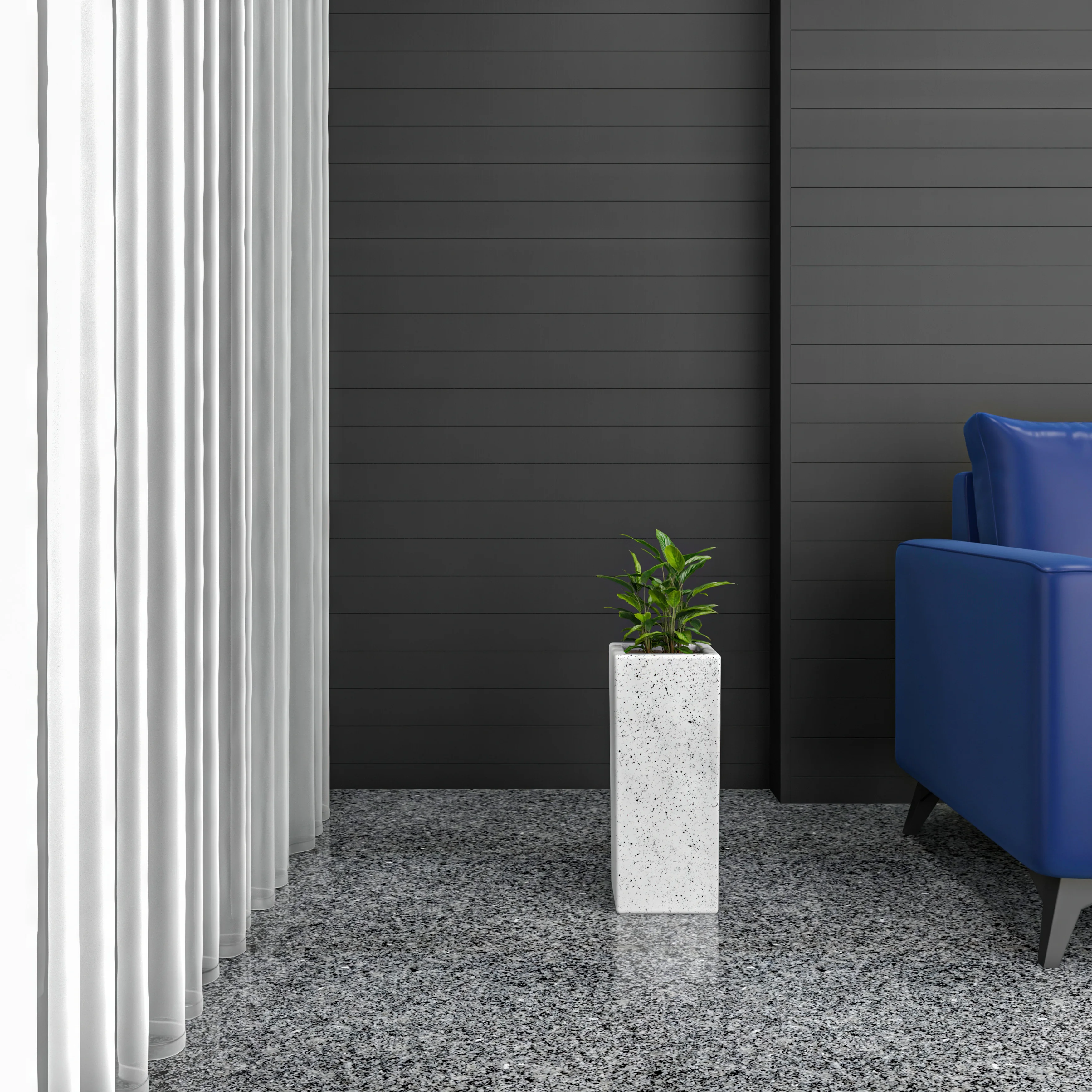 Terra Series Poly Stone Planter in Dotted White 7.9" x 7.9" 19.7" High