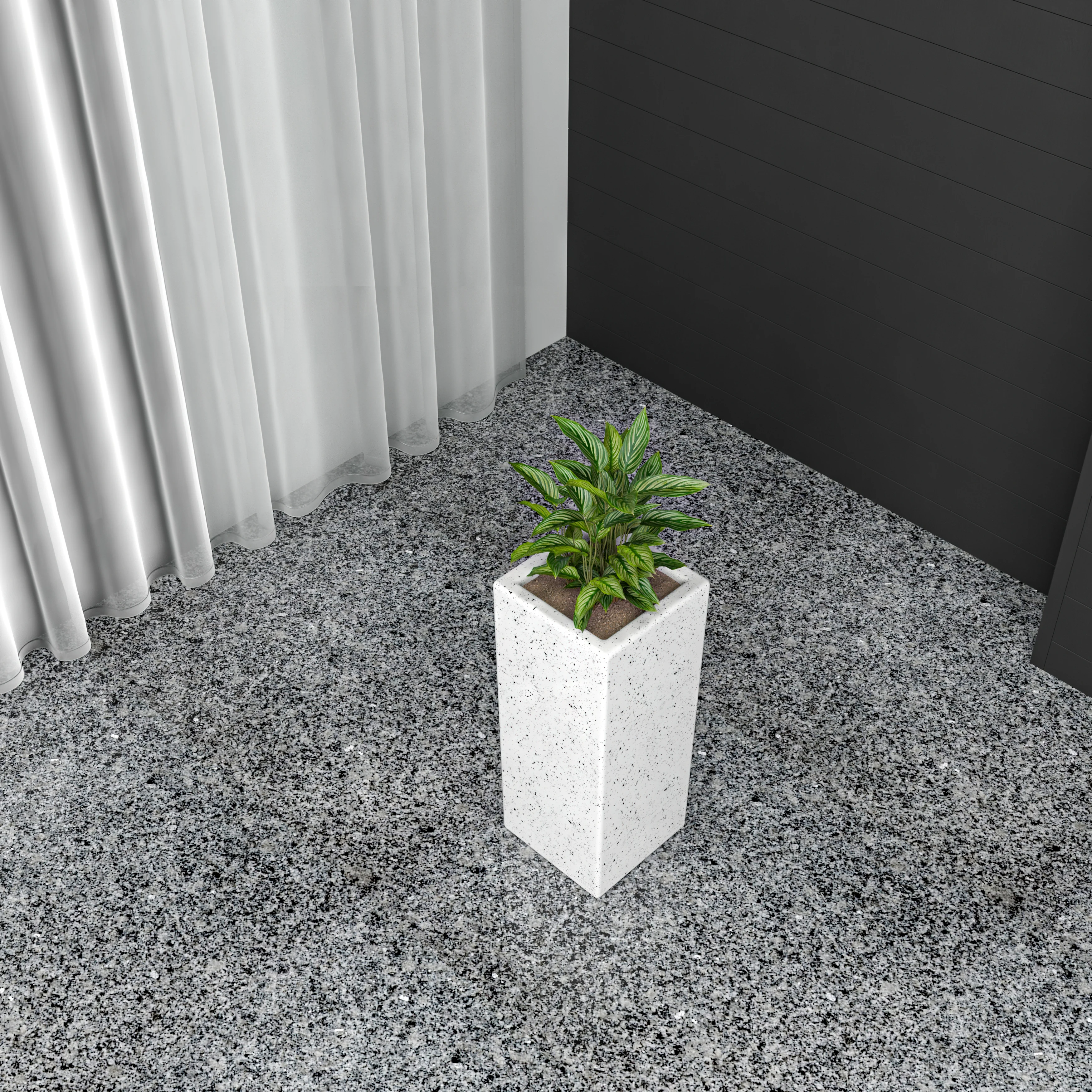 Terra Series Poly Stone Planter in Dotted White 7.9" x 7.9" 19.7" High
