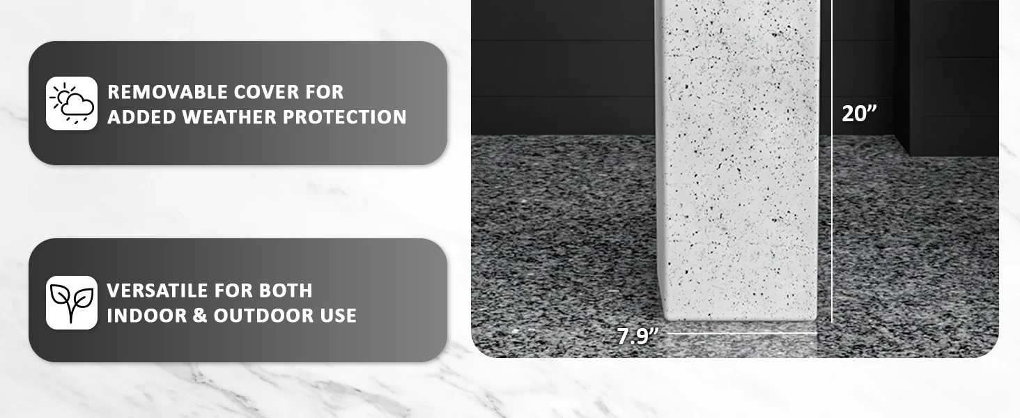 Terra Series Poly Stone Planter in Dotted White 7.9" x 7.9" 19.7" High