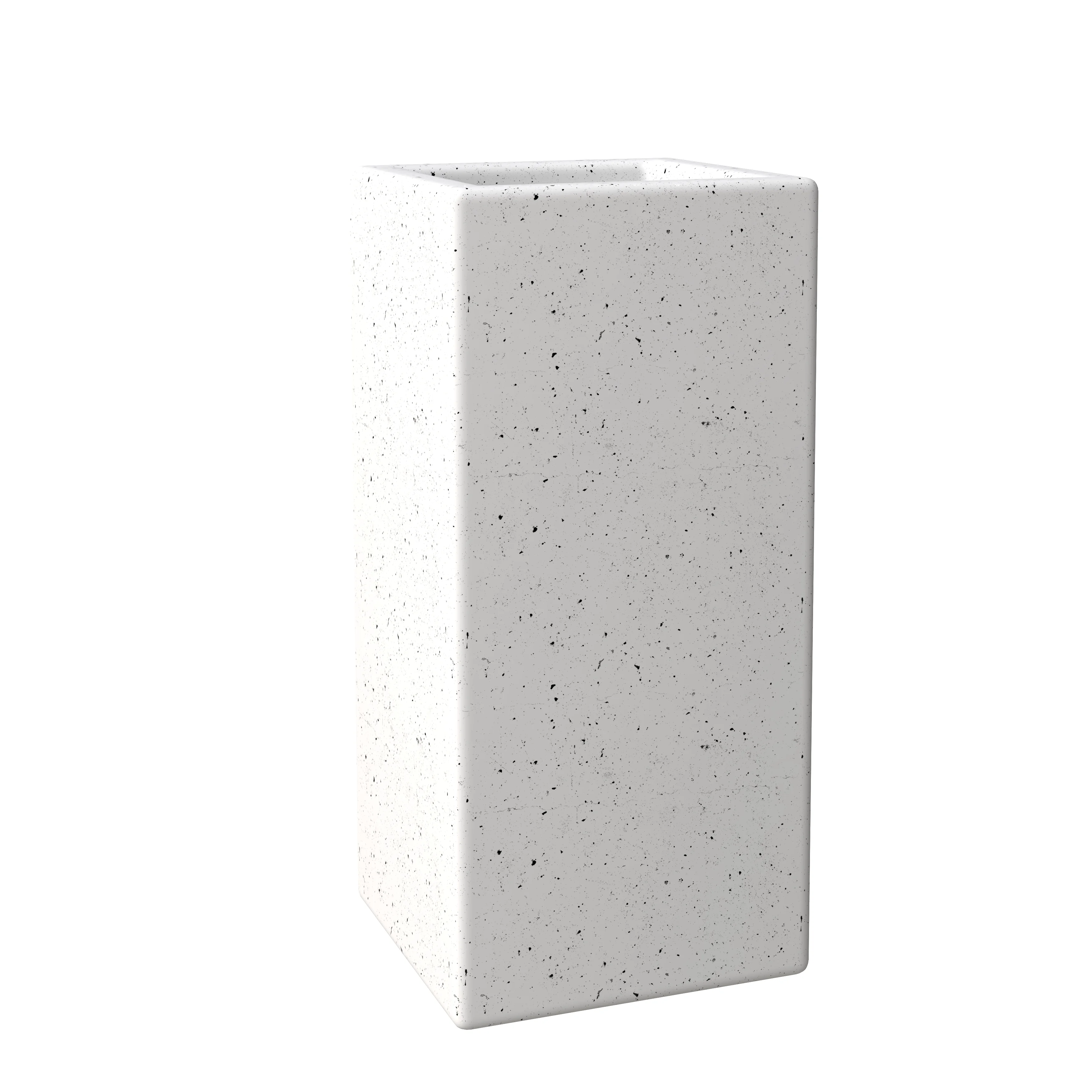 Terra Series Poly Stone Planter in Dotted White 7.9" x 7.9" 19.7" High