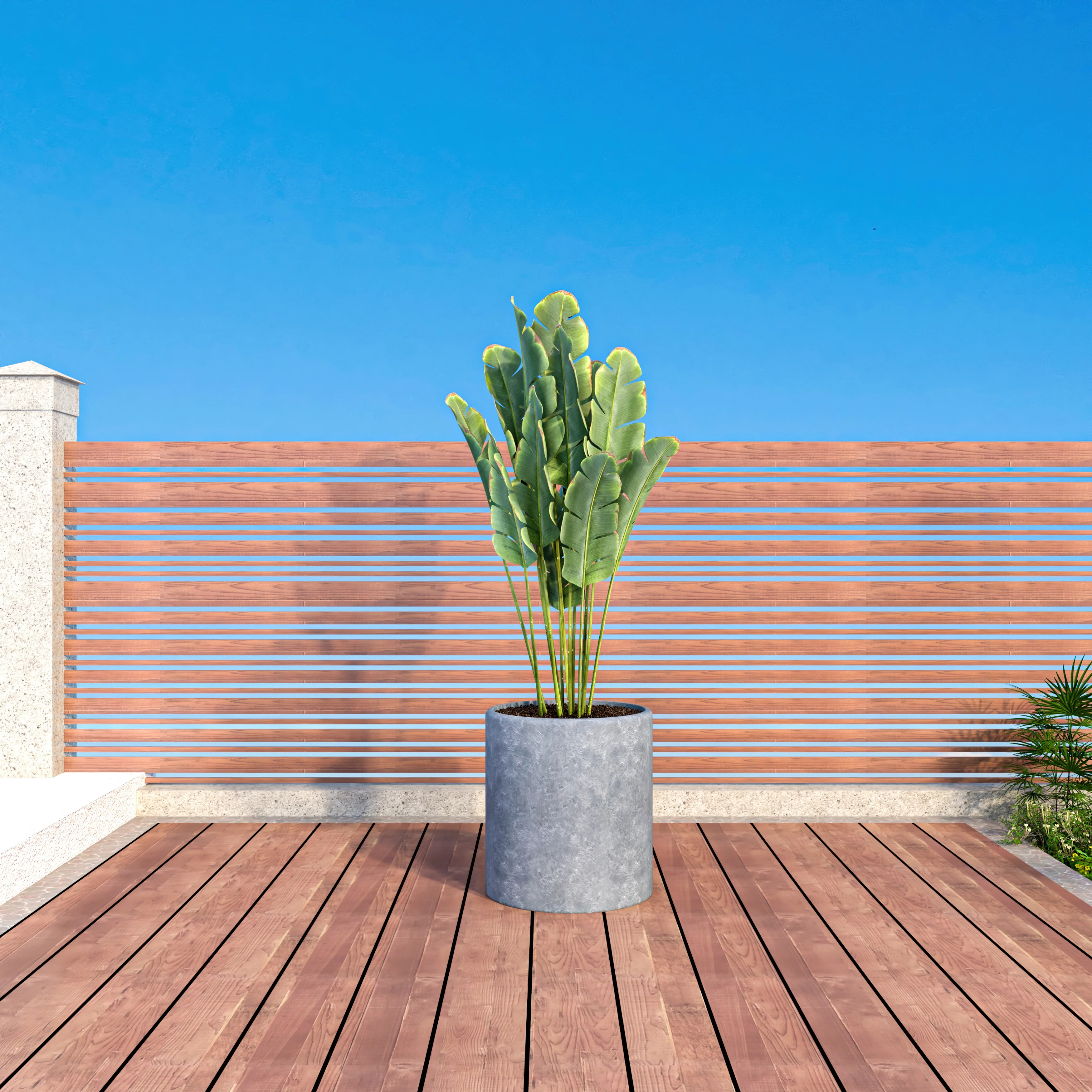 Tundra Series Poly Stone cylindrical Shape Planter in Aged Concrete 20" Dia, 22" High