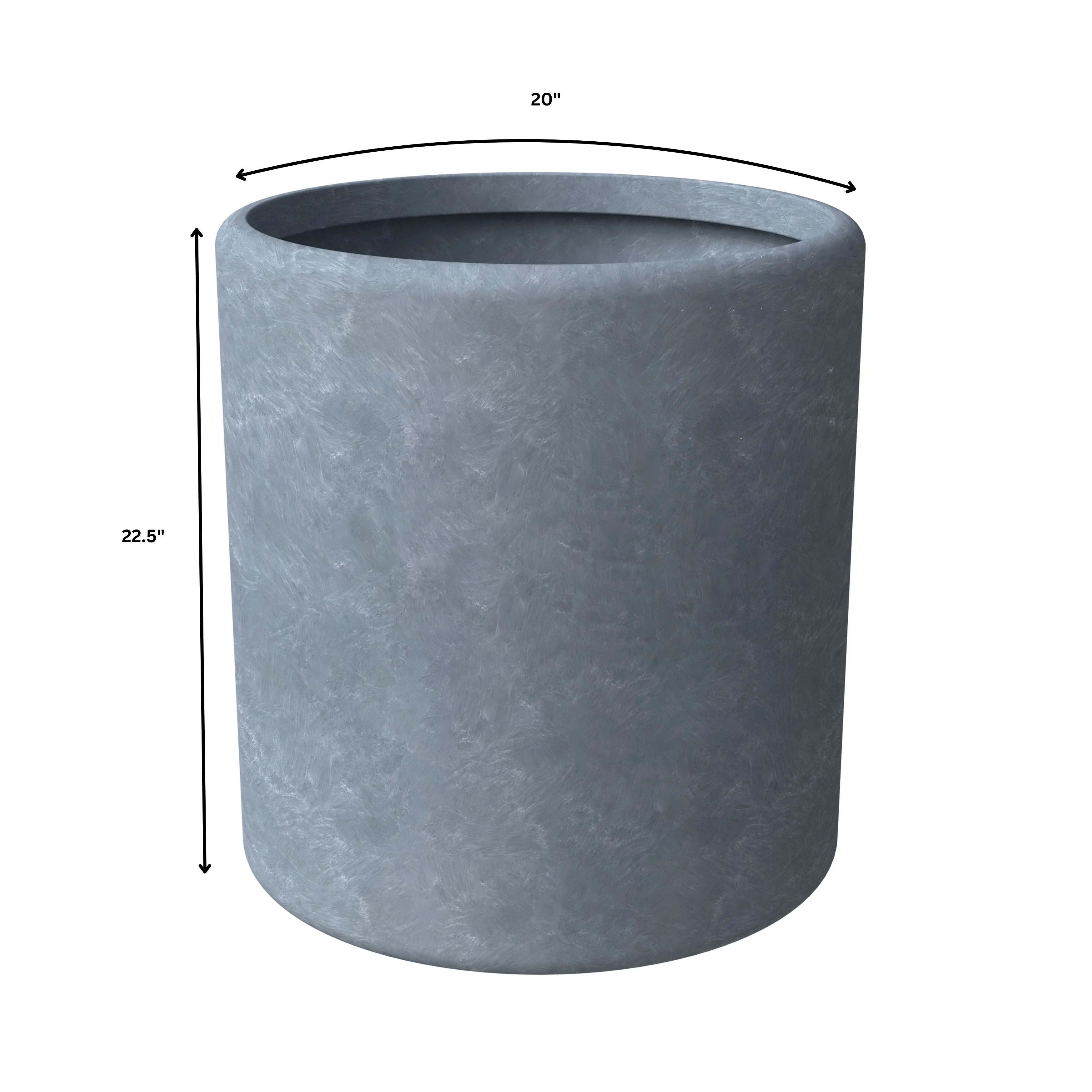 Tundra Series Poly Stone cylindrical Shape Planter in Aged Concrete 20" Dia, 22" High