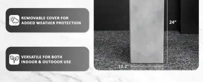 Terra Series Poly Stone Plant...n Aged Concrete 10.2" x 10.2" 23.6" High