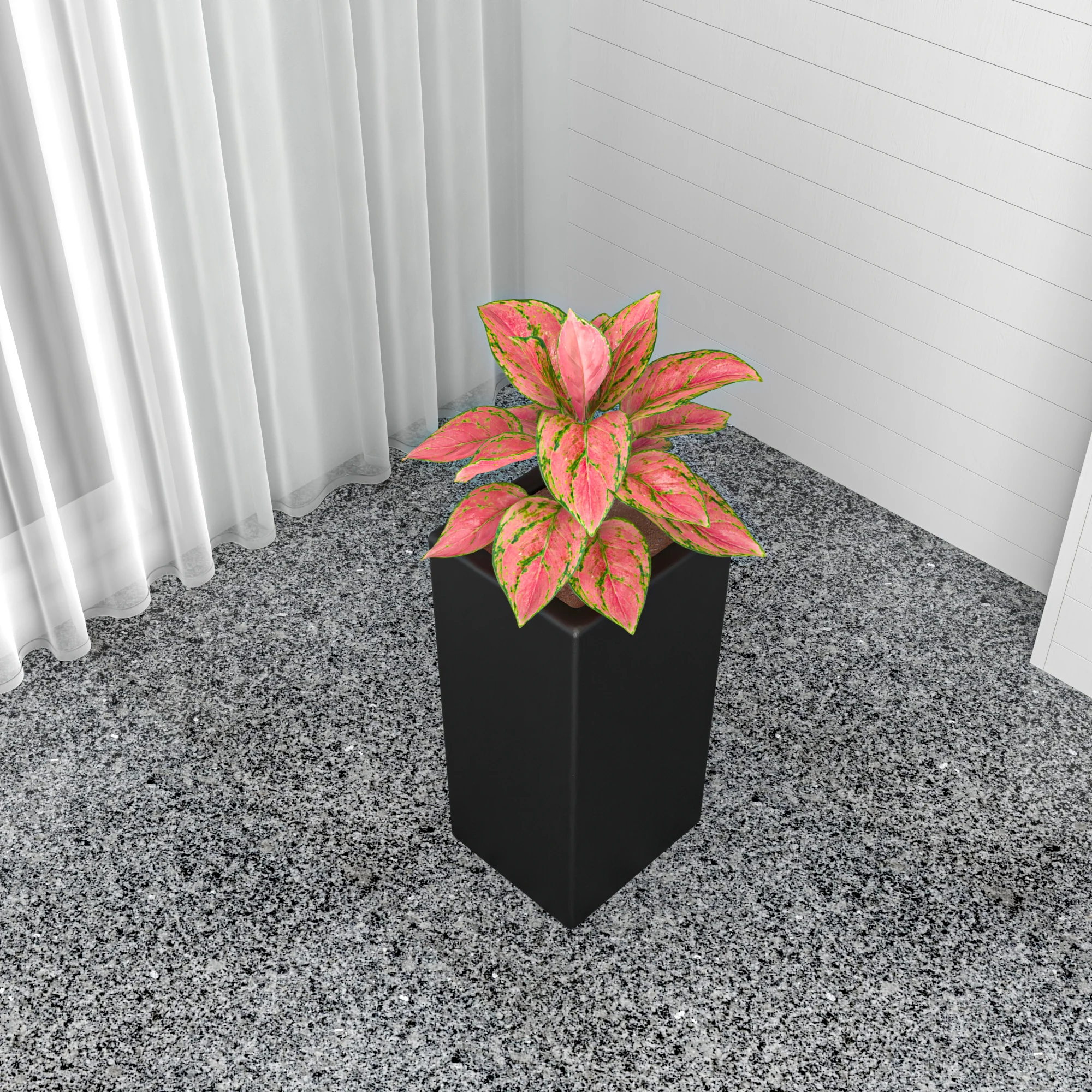 Terra Series Poly Stone Planter in Black 10.2" x 10.2" 23.6" High