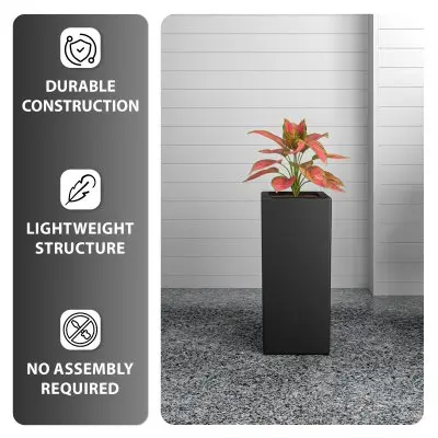 Terra Series Poly Stone Planter in Black 10.2" x 10.2" 23.6" High
