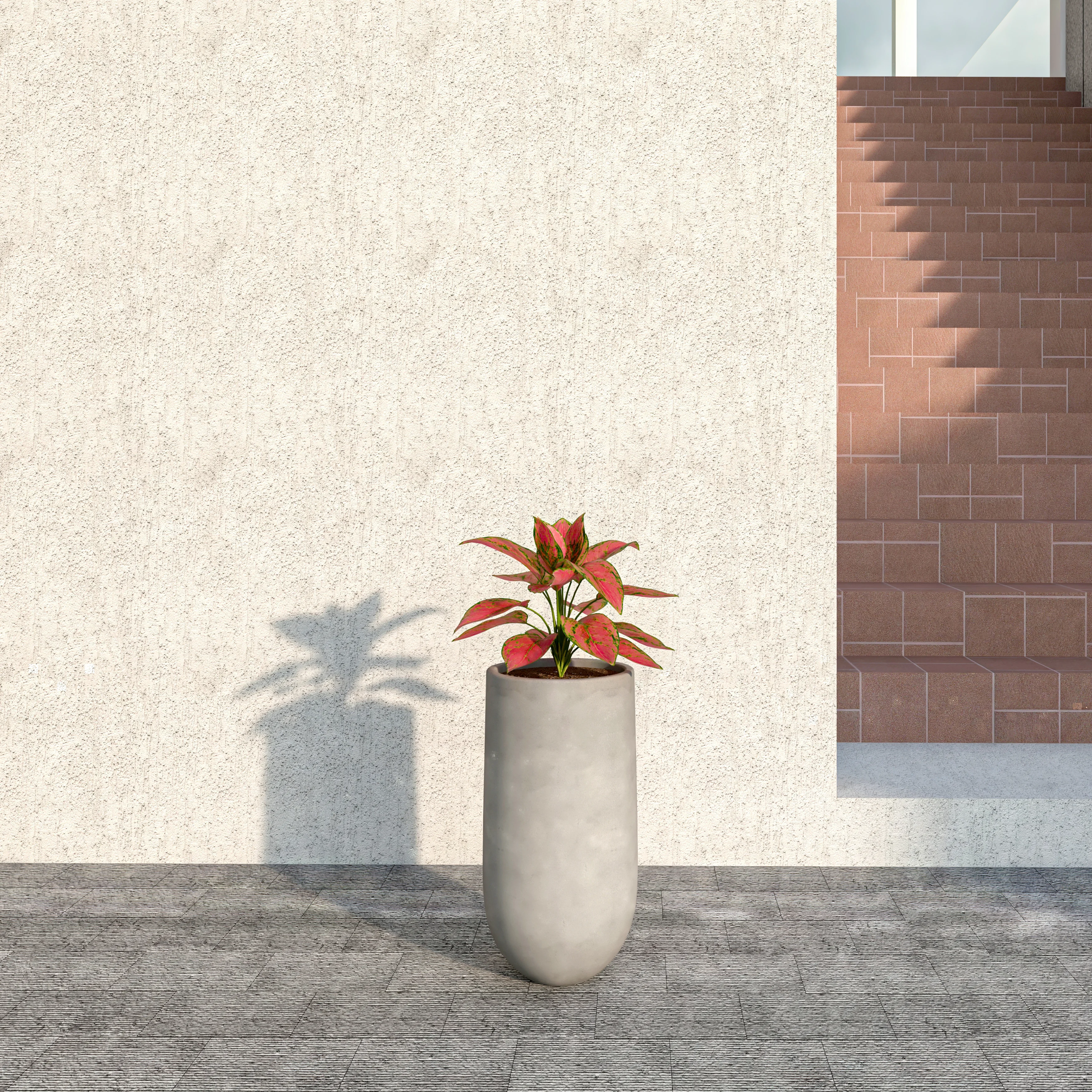 Topiary Series Poly Stone Planter in Dark Grey 11.4 Dia, 23.6 High