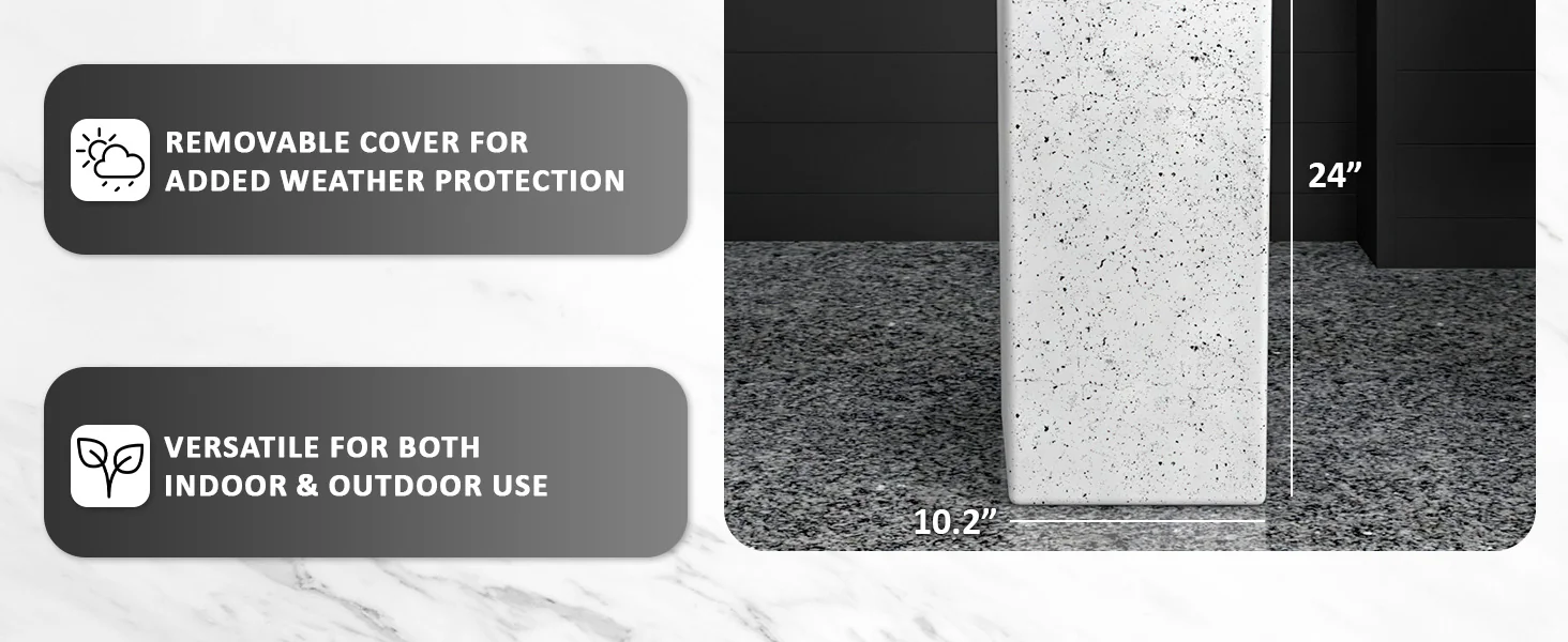 Terra Series Poly Stone Planter in Dotted White 10.2" x 10.2" 23.6" High