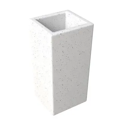 Terra Series Poly Stone Planter in Dotted White 10.2" x 10.2" 23.6" High
