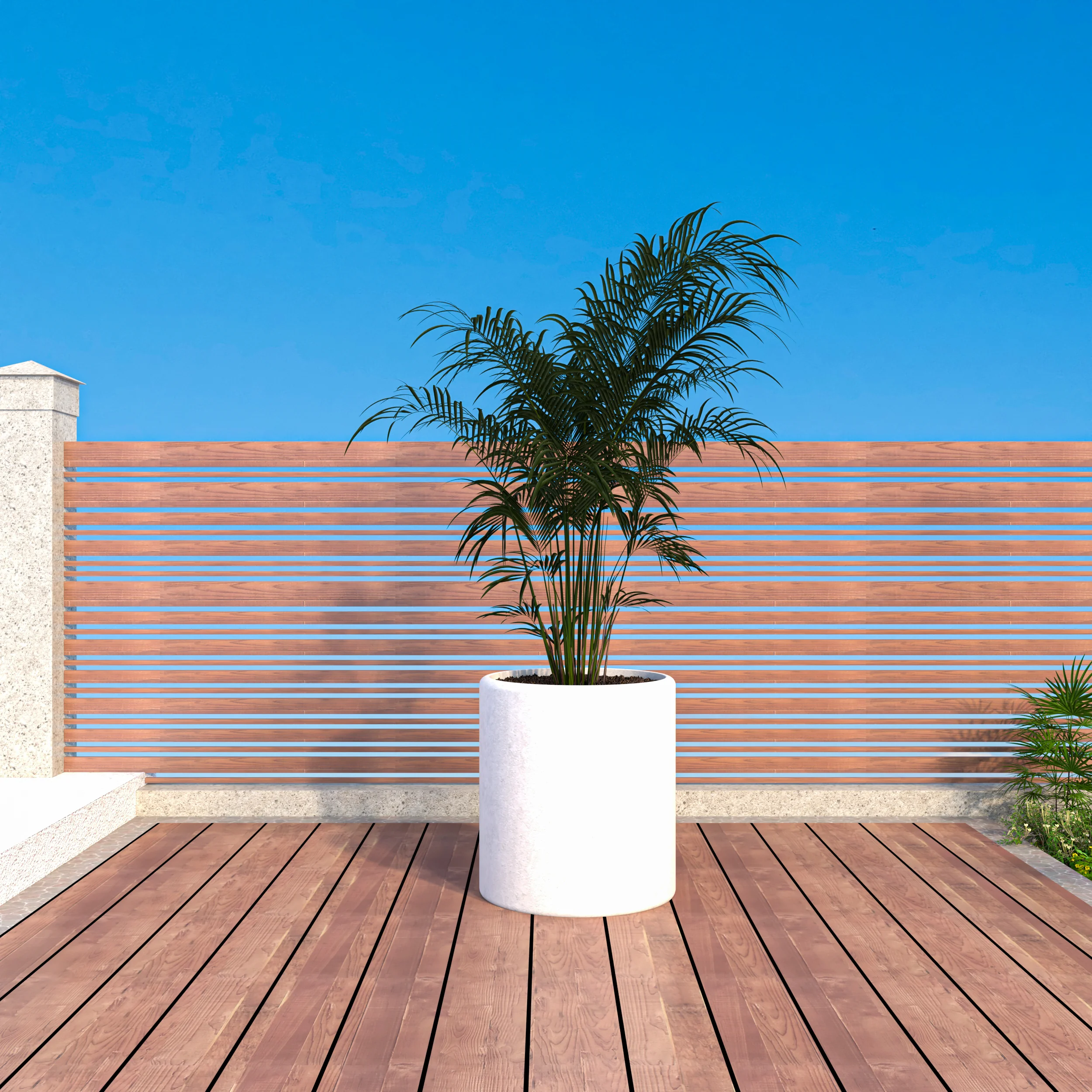 Tundra Series Poly Stone cylindrical Shape Planter in White 24" Dia, 26" High