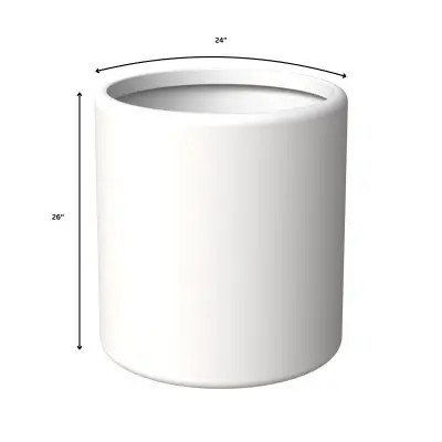 Tundra Series Poly Stone cylindrical Shape Planter in White 24" Dia, 26" High
